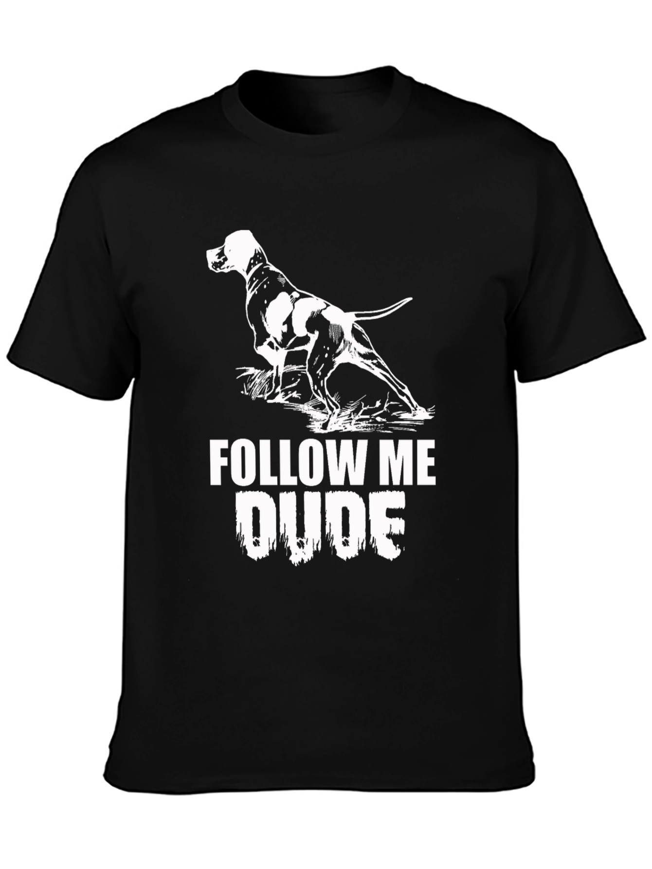 Follow Me Dude Dog Graphic Black T-Shirt
