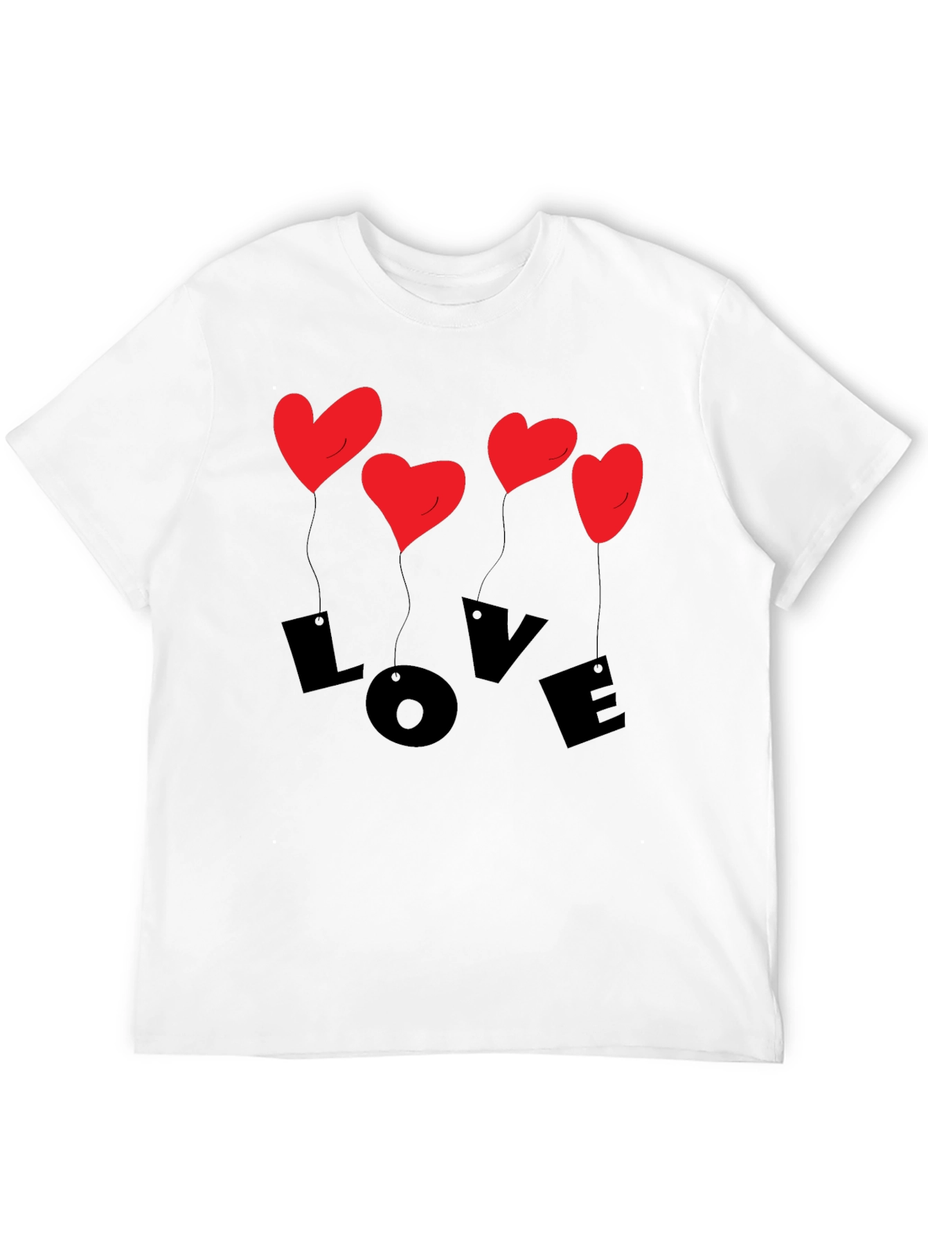 Love Heart Balloons Graphic T-Shirt - Mens Black Tee