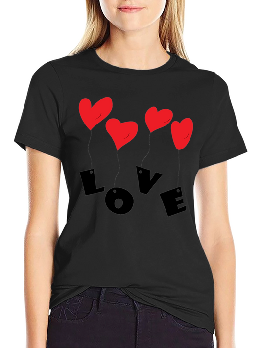 Love Heart Balloons Graphic T-Shirt - Mens Black Tee