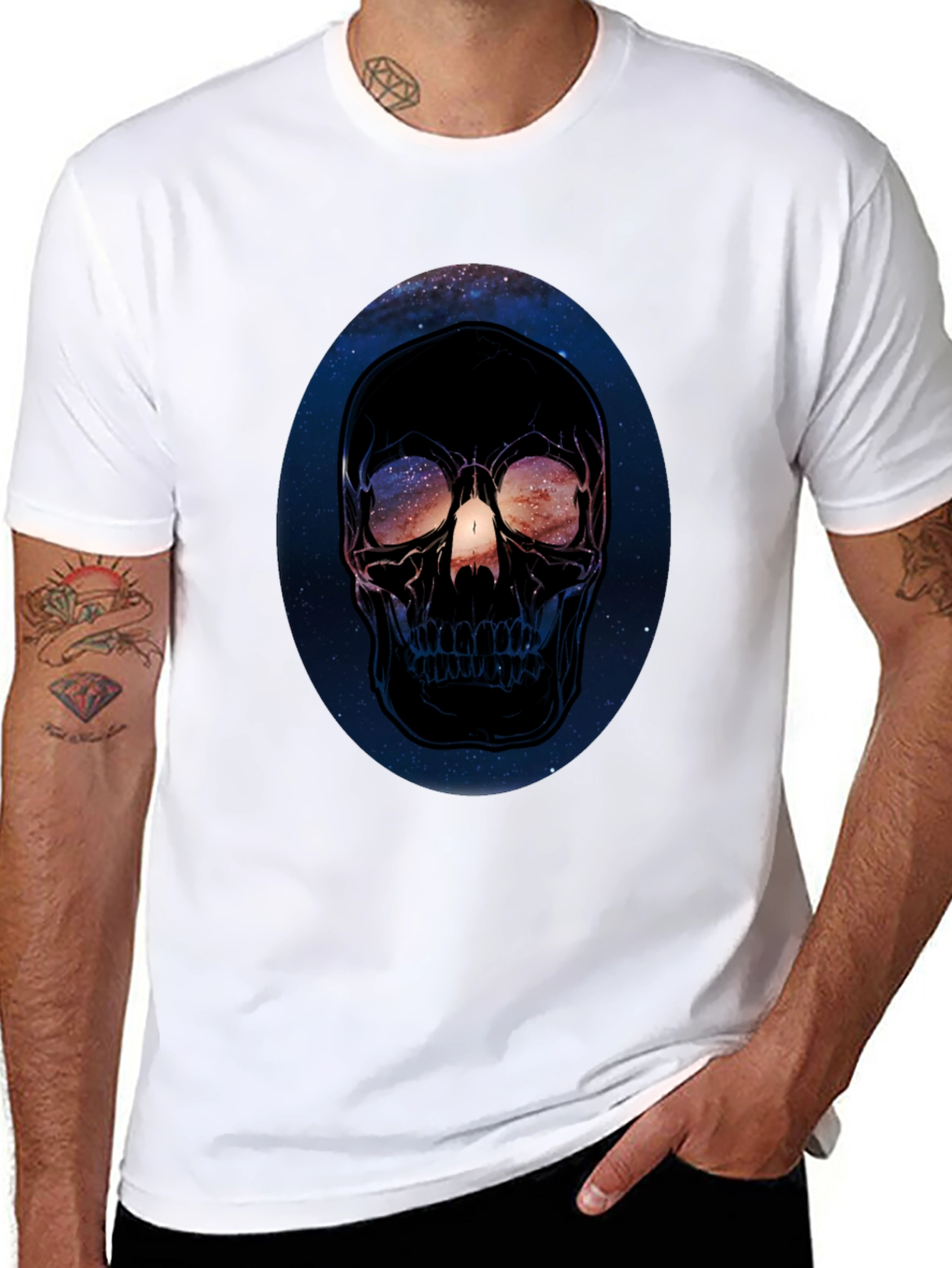 Cosmic Skull Graphic Black T-Shirt