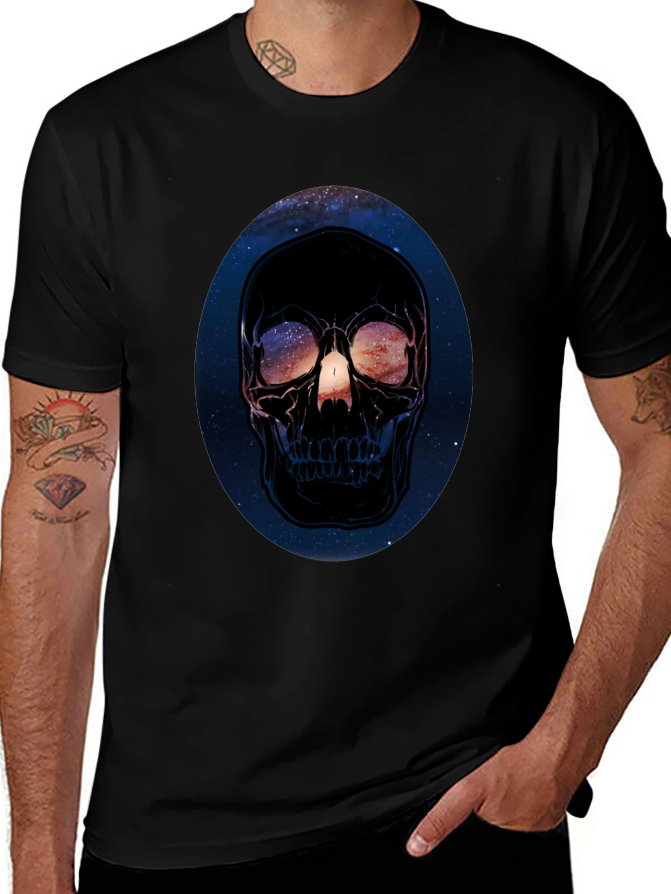 Cosmic Skull Graphic Black T-Shirt