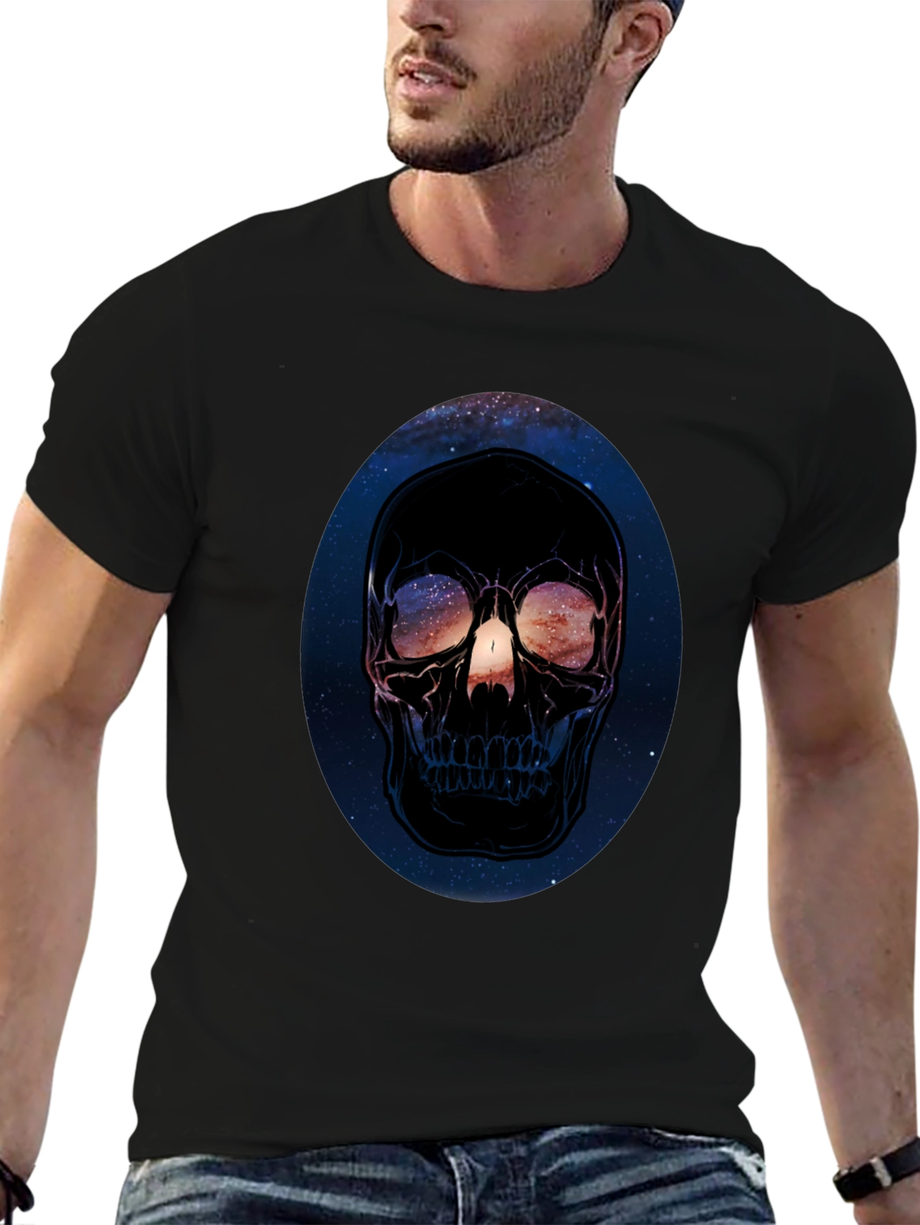 Cosmic Skull Graphic Black T-Shirt