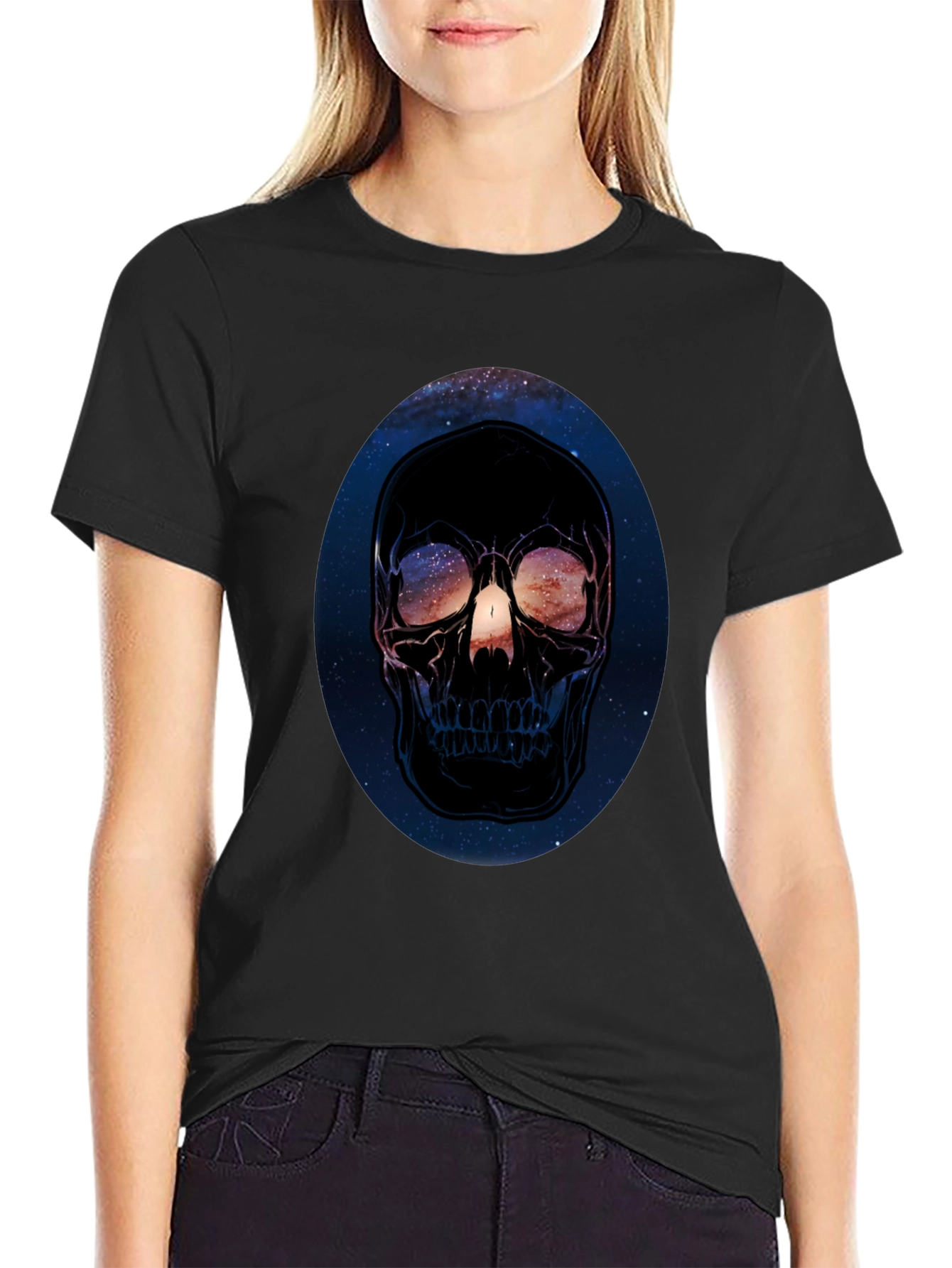 Cosmic Skull Graphic Black T-Shirt