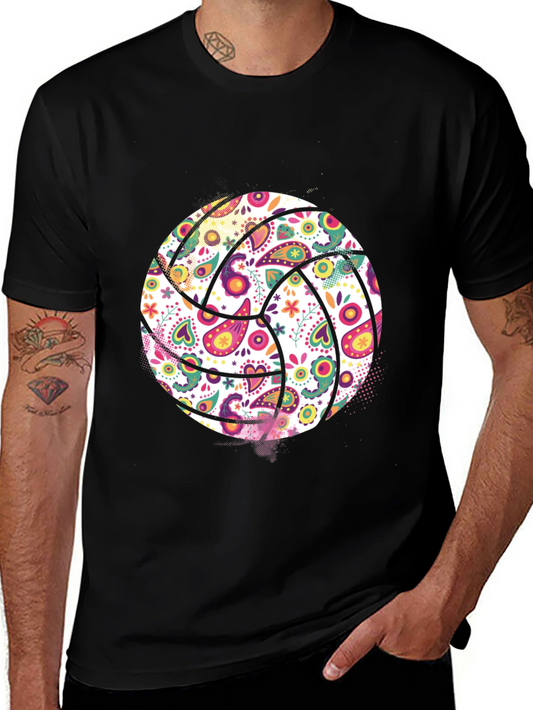 Floral Volleyball Graphic Tee - Stylish Sports Apparel