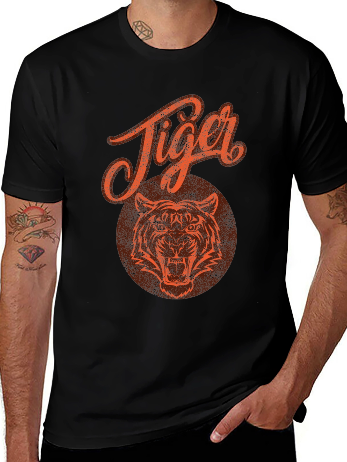 Tiger Graphic Print Black T-Shirt