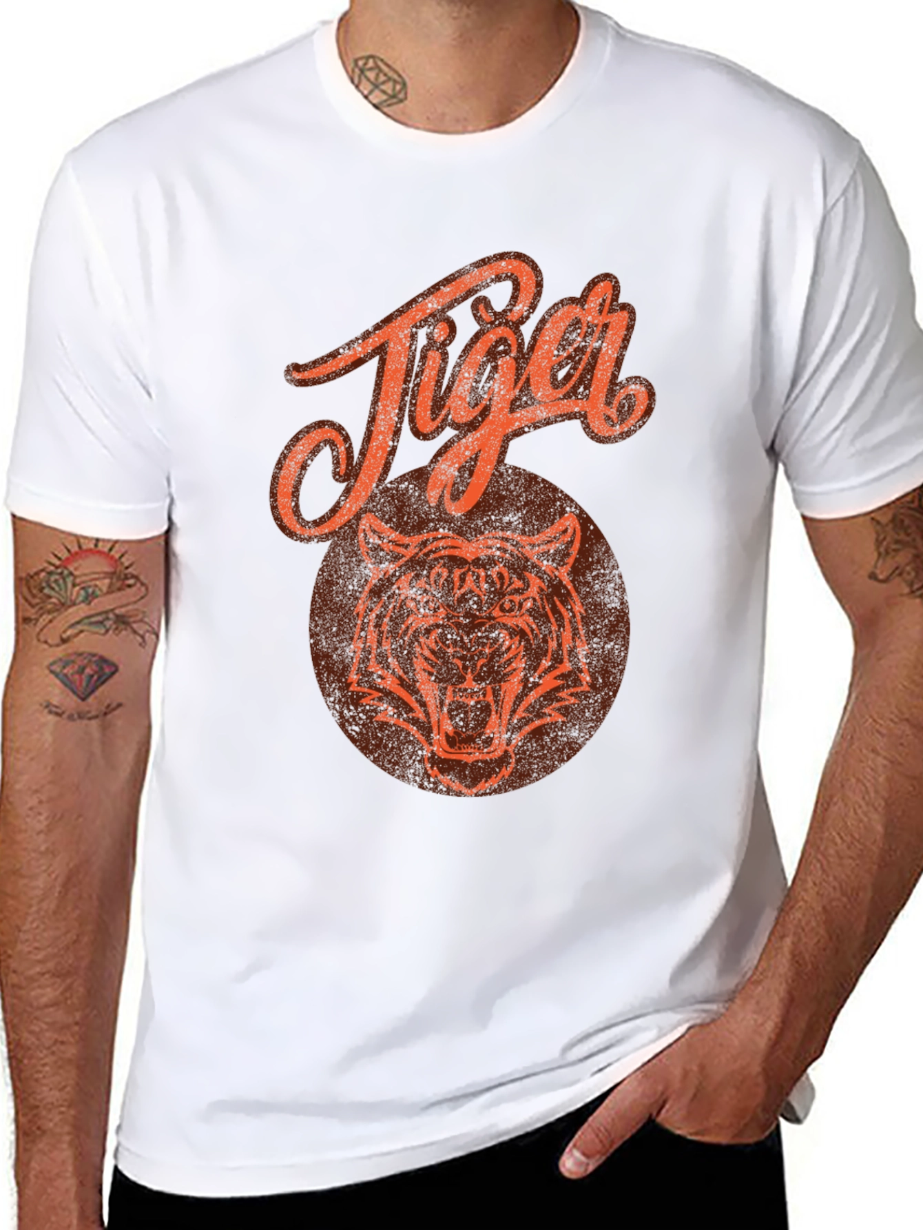 Tiger Graphic Print Black T-Shirt