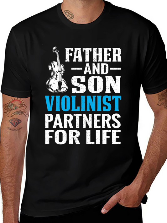 Father and Son Violinist Partners for Life T-Shirt