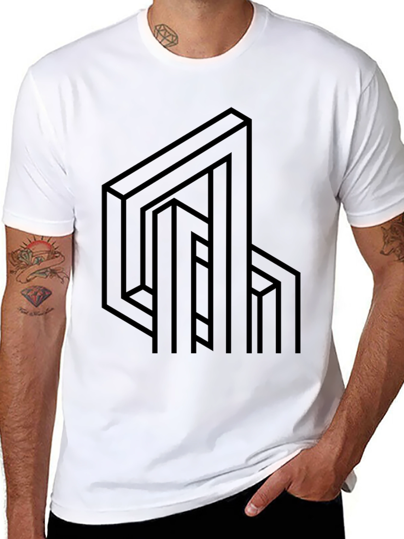 Optical Illusion Graphic Tee - Abstract Design Shirt