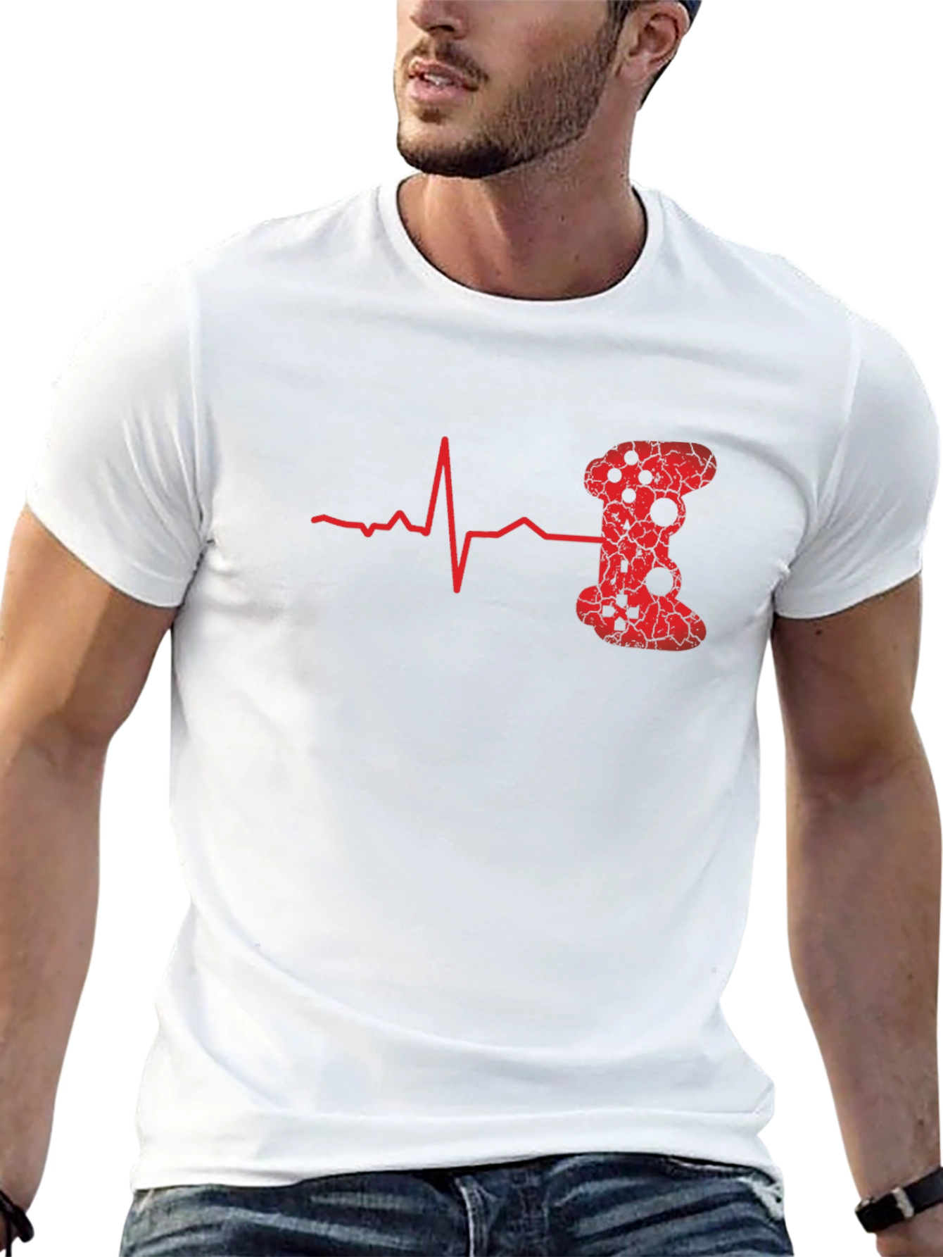 Gamer Heartbeat T-Shirt - Red Gaming Controller Design