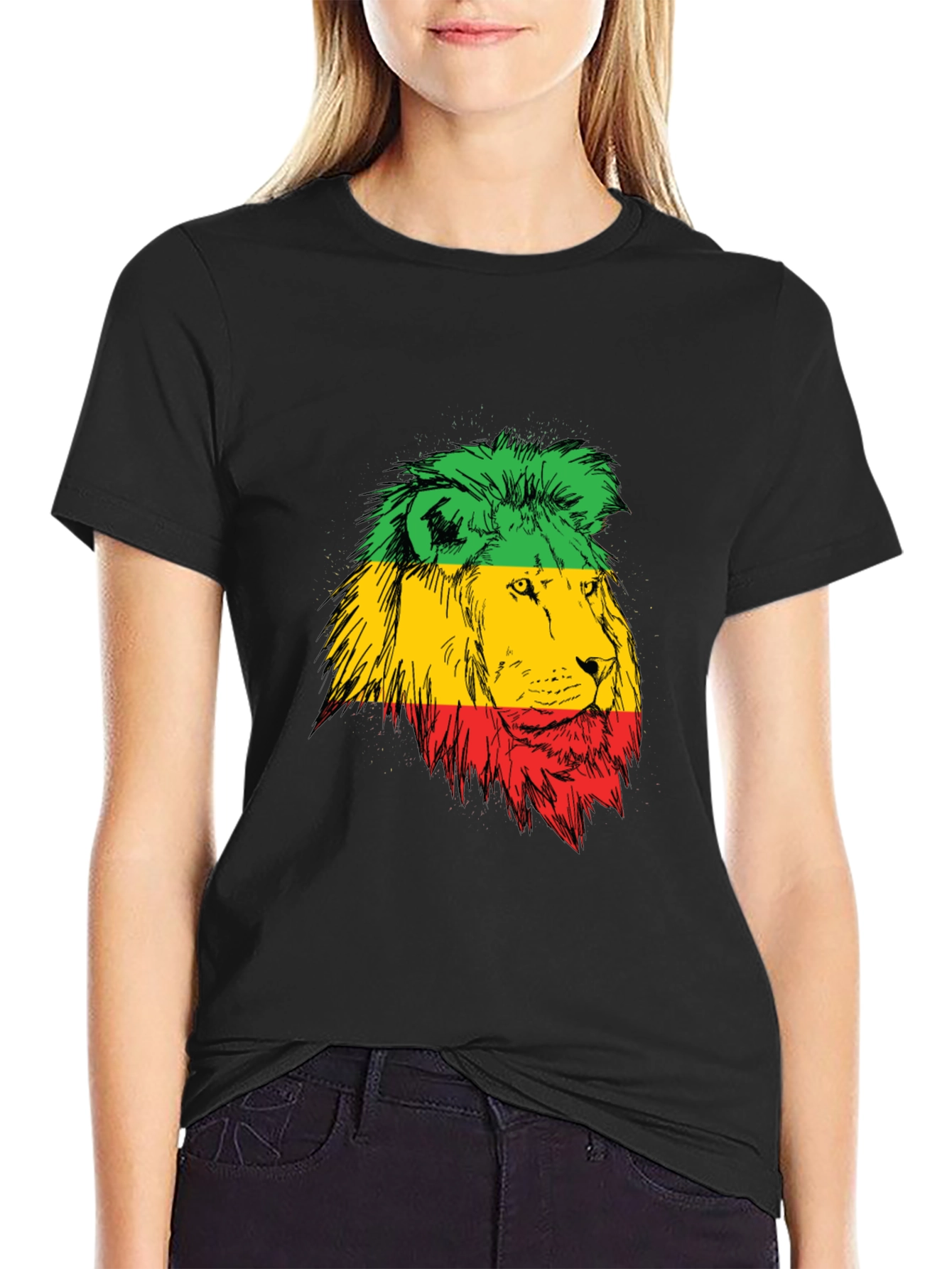 Rasta Lion Graphic Black T-Shirt