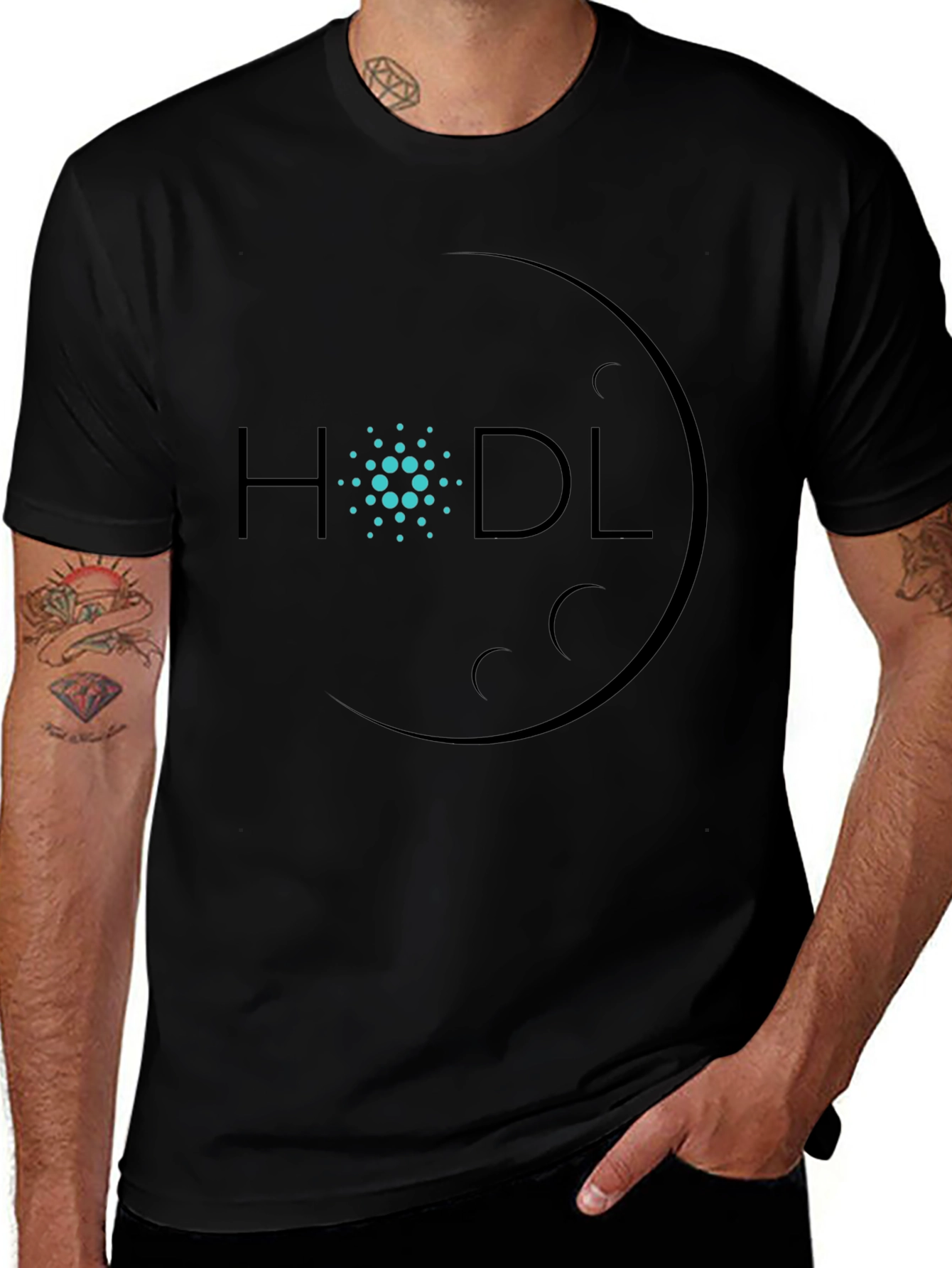 HODL Crypto Moon T-Shirt - Black