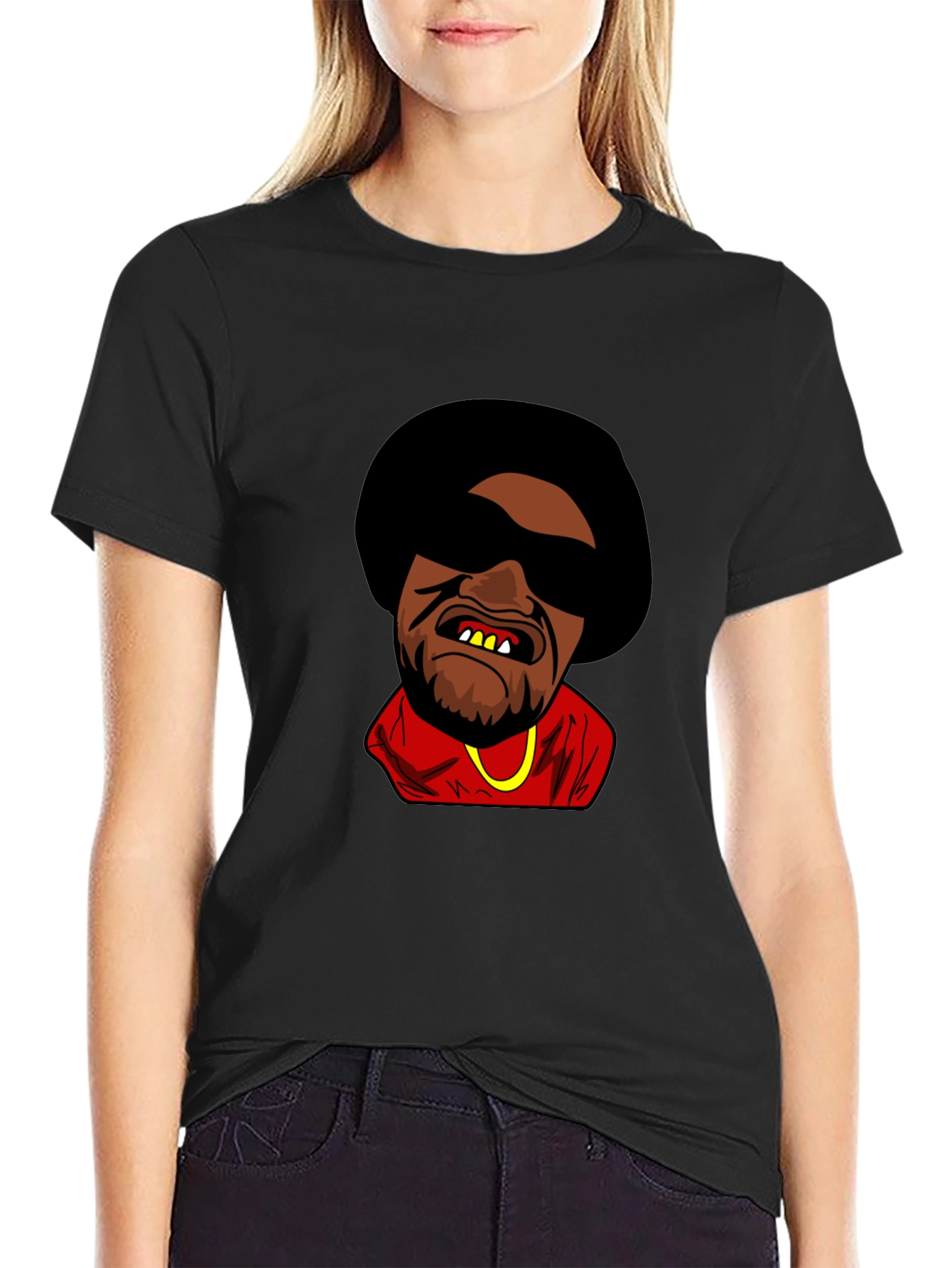 Retro Cartoon Graphic Black T-Shirt