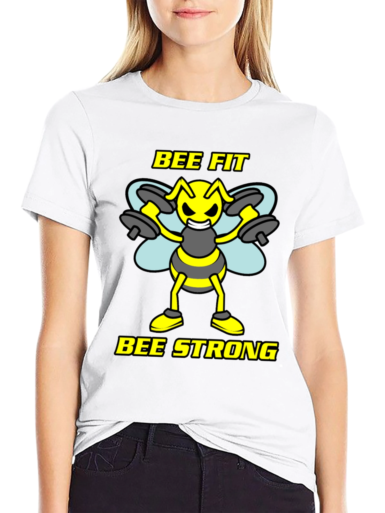 Bee Fit Bee Strong Black T-Shirt - Fitness Apparel