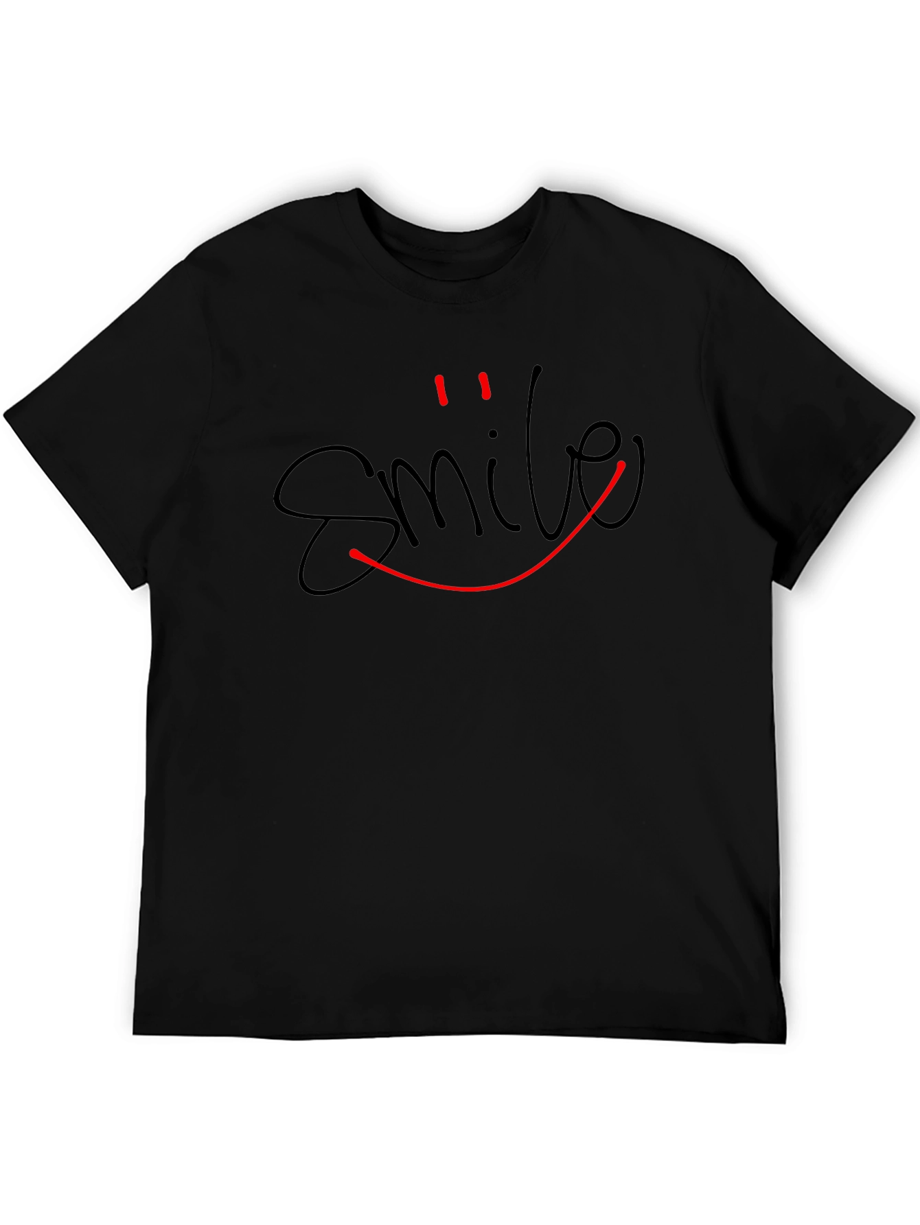 Smile Graphic Tee - Classic Black Cotton T-Shirt