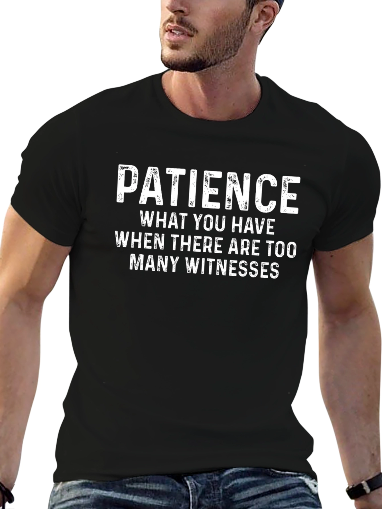 Patience Funny Graphic Tee - Black