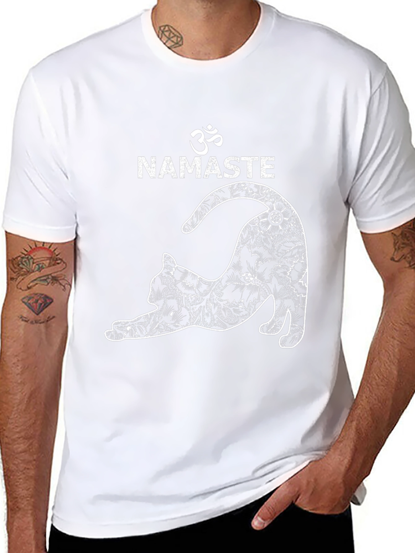 Namaste Yoga Cat Black T-Shirt