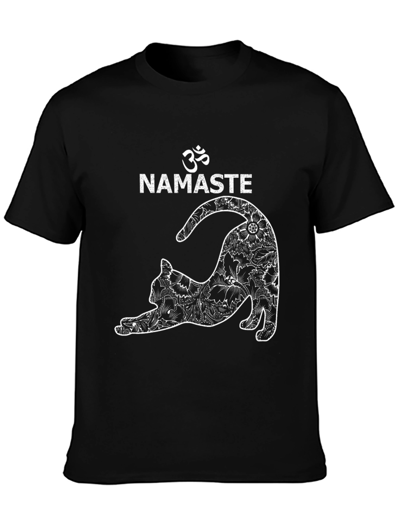 Namaste Yoga Cat Black T-Shirt