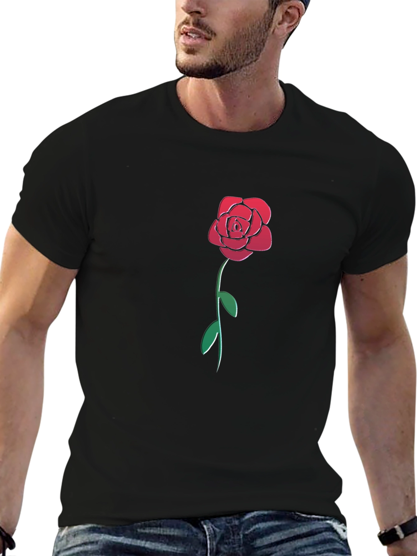 Rose Graphic Black T-Shirt - Stylish & Unique