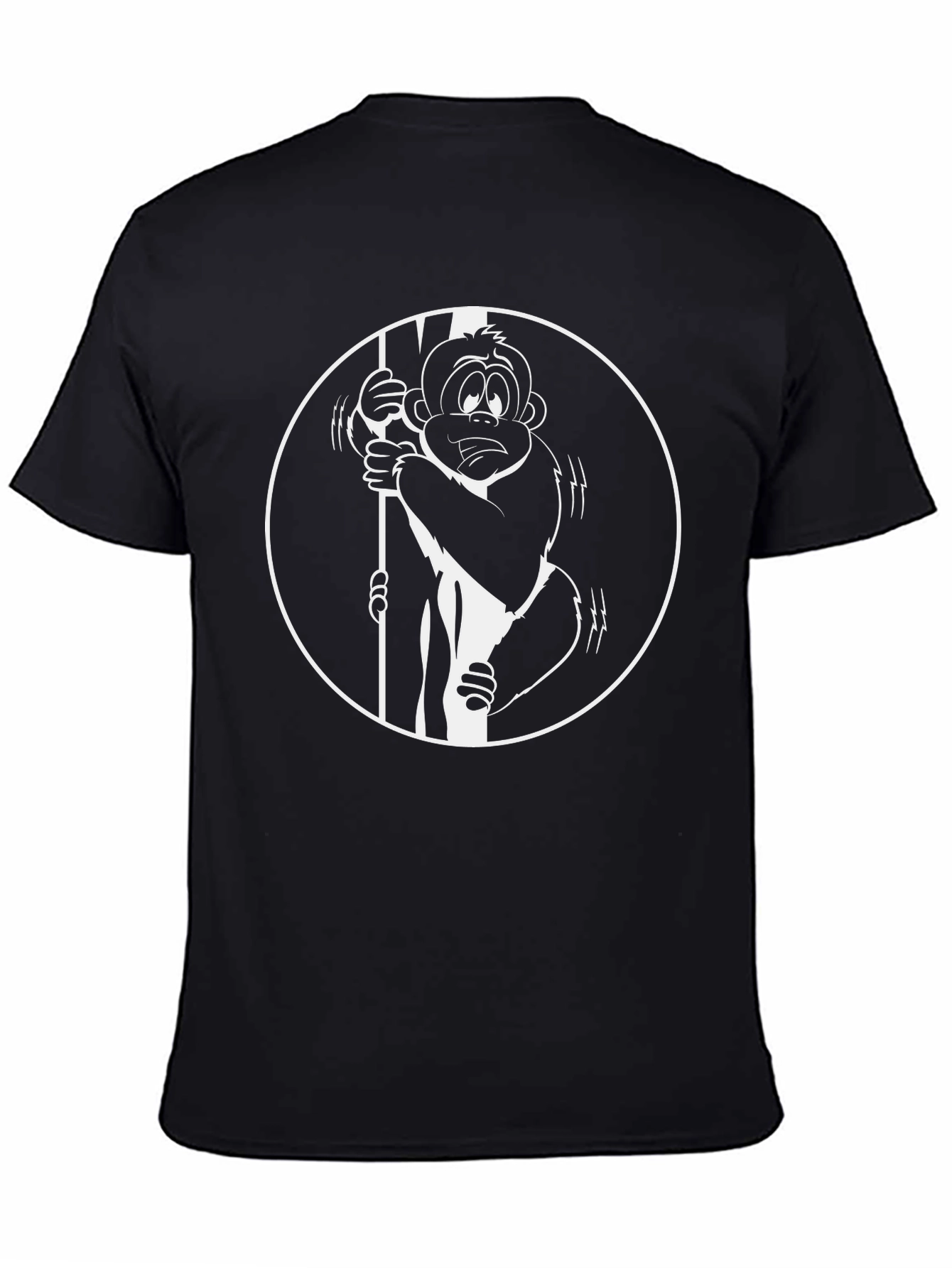 Funny Monkey Cartoon Graphic Tee - Black Cotton T-Shirt