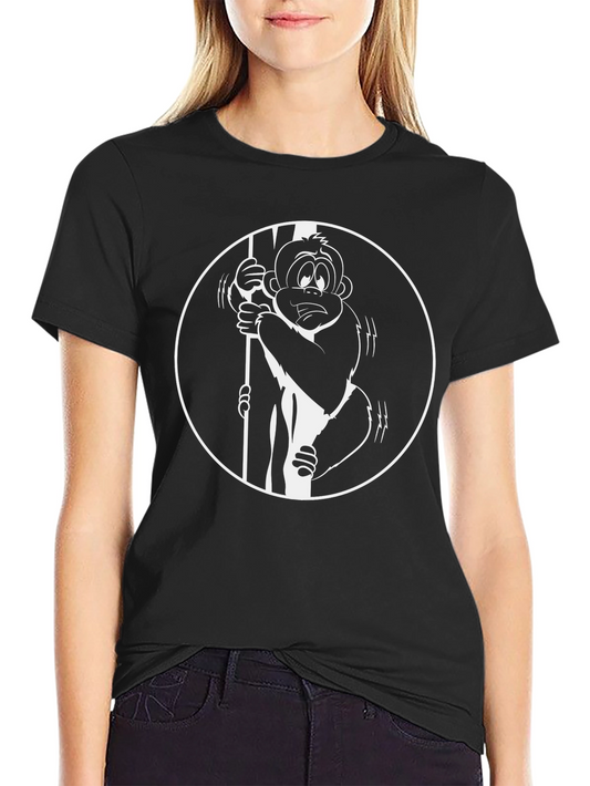 Funny Monkey Cartoon Graphic Tee - Black Cotton T-Shirt
