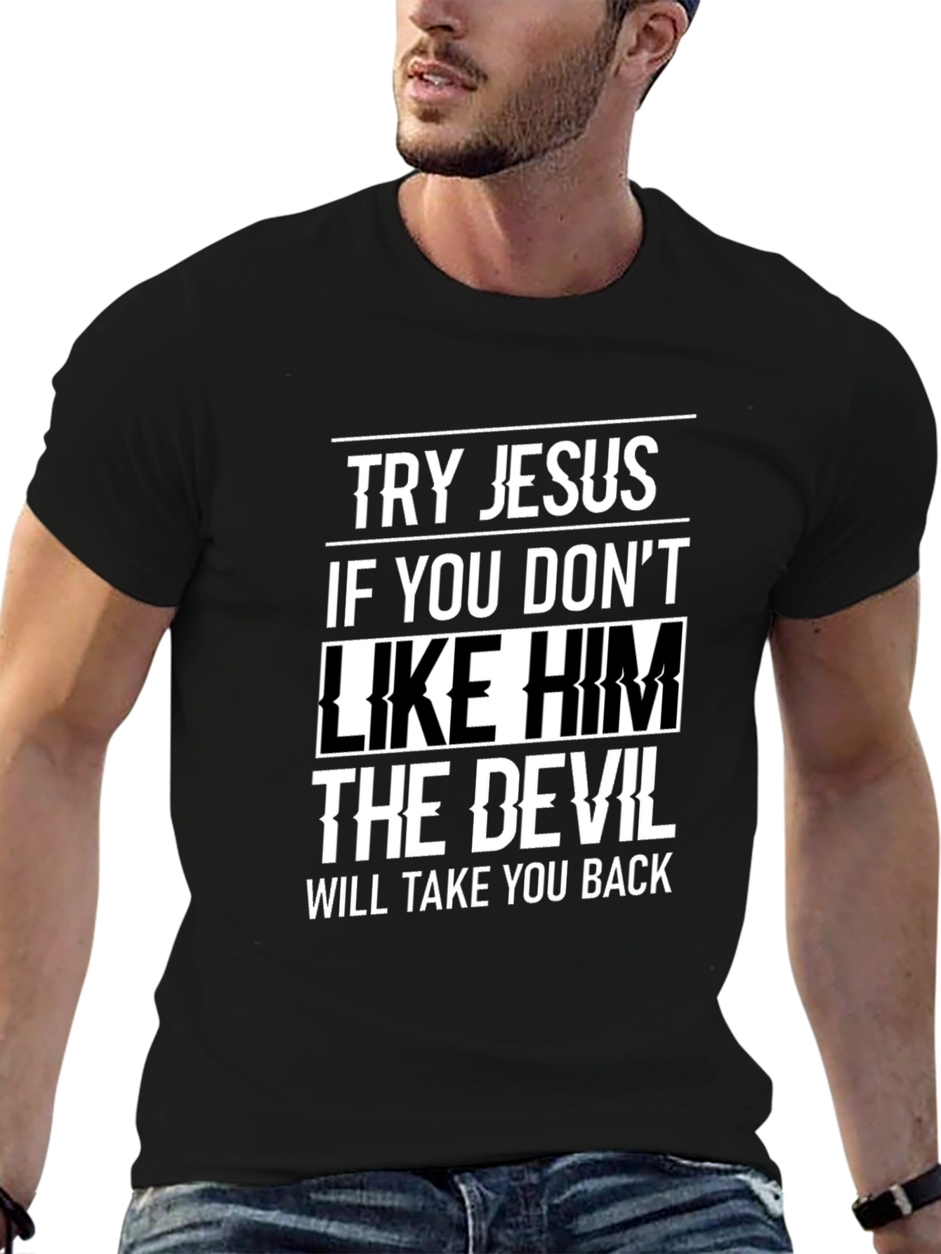 Try Jesus Graphic Tee - Soft Black Cotton