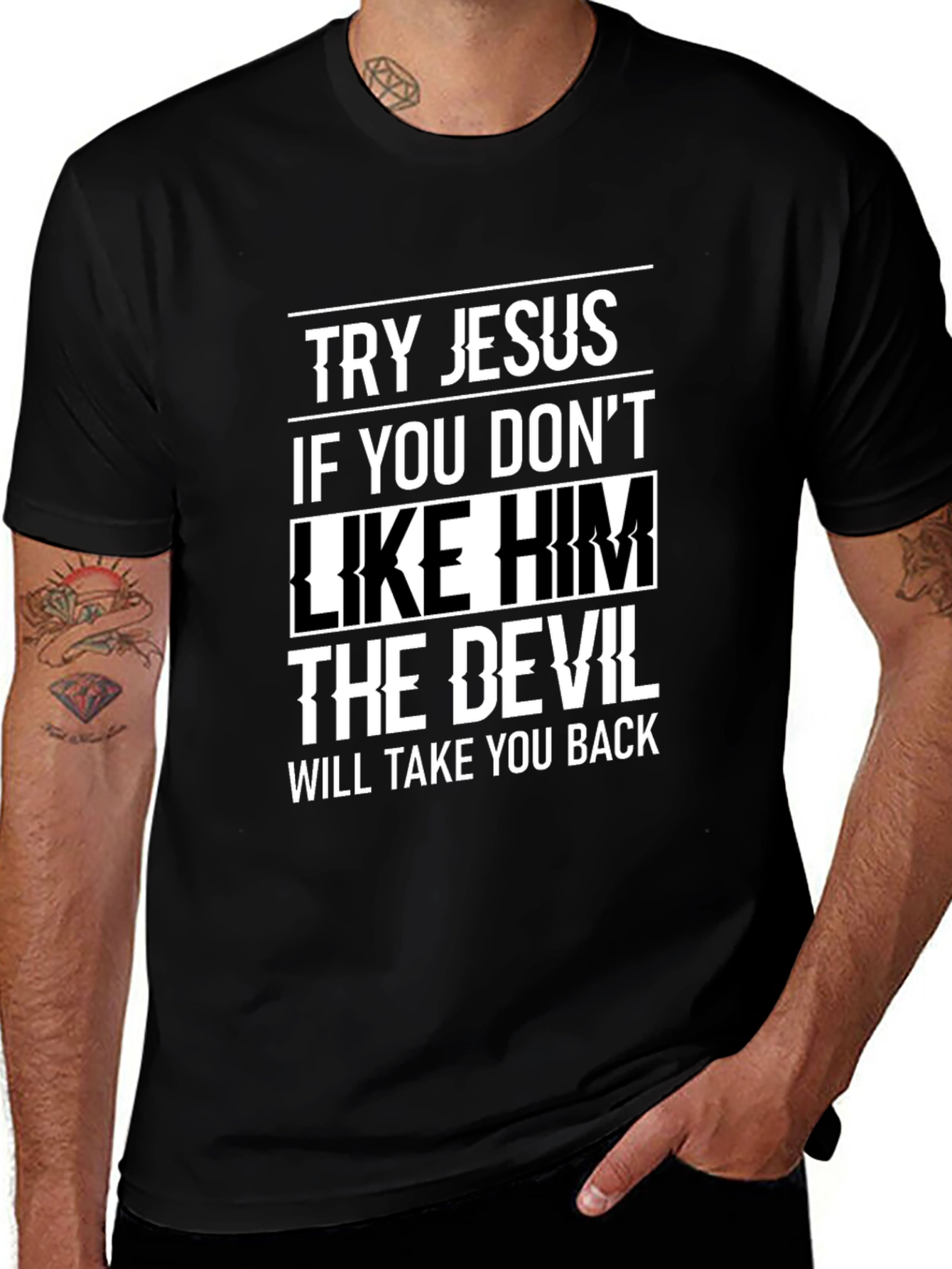 Try Jesus Graphic Tee - Soft Black Cotton