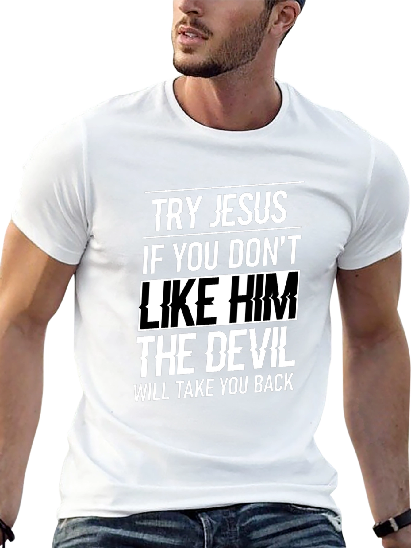 Try Jesus Graphic Tee - Soft Black Cotton