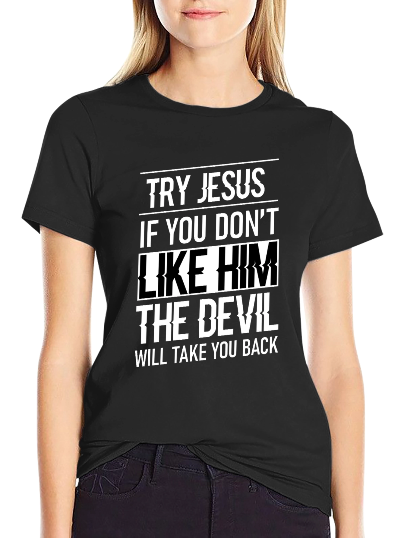 Try Jesus Graphic Tee - Soft Black Cotton