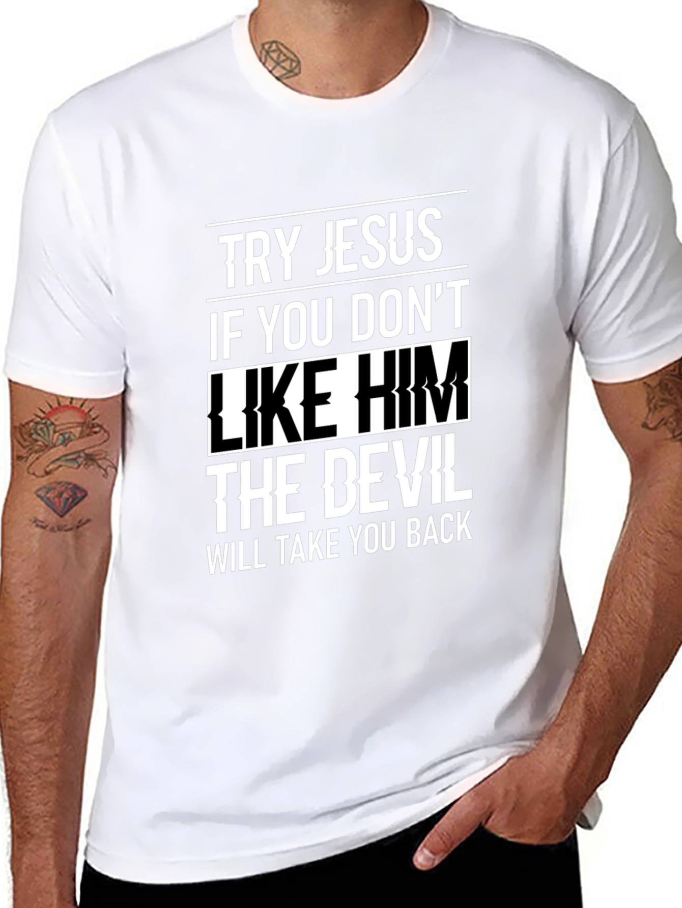 Try Jesus Graphic Tee - Soft Black Cotton