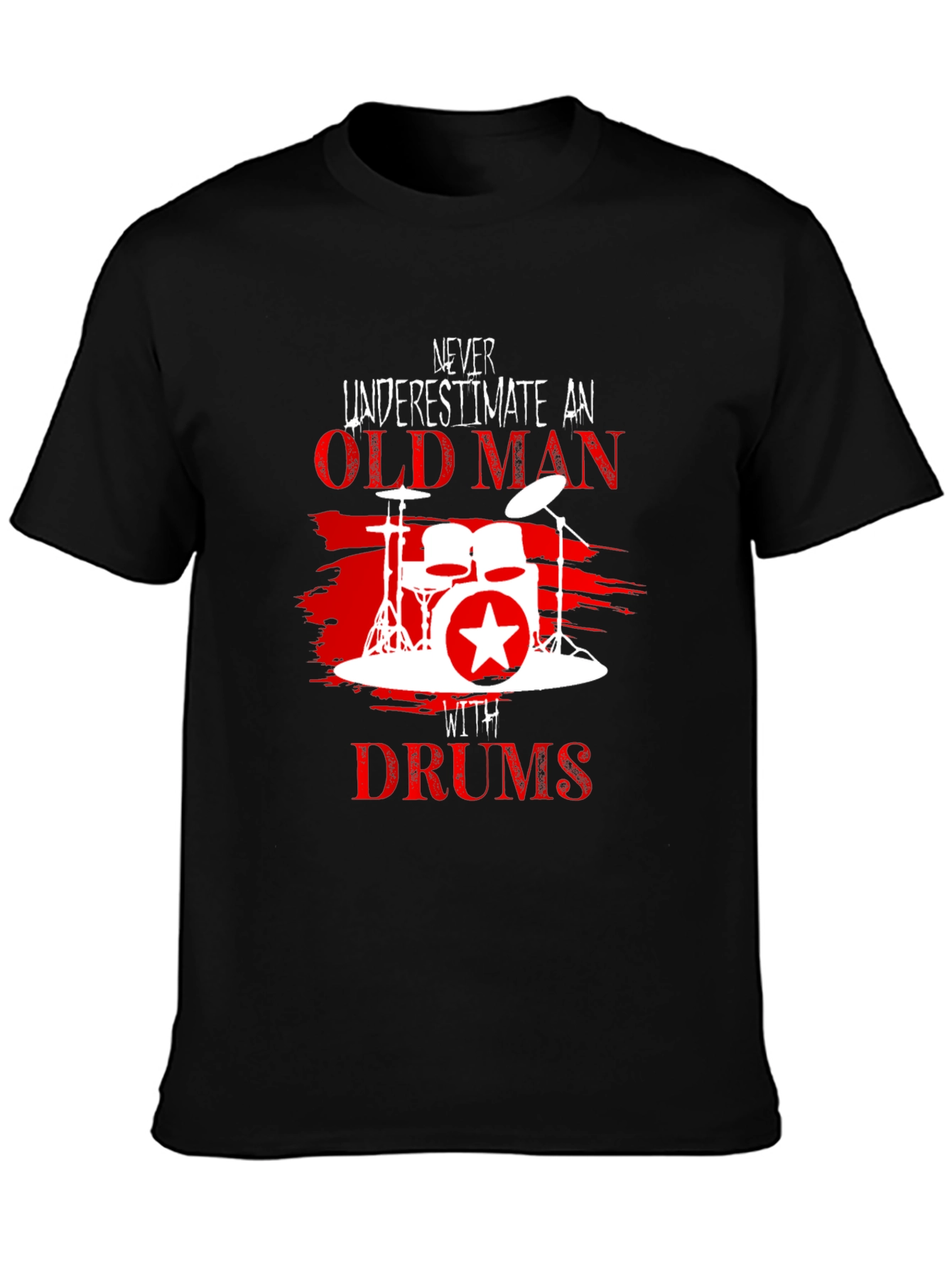 Never Underestimate Old Man with Drums T-Shirt