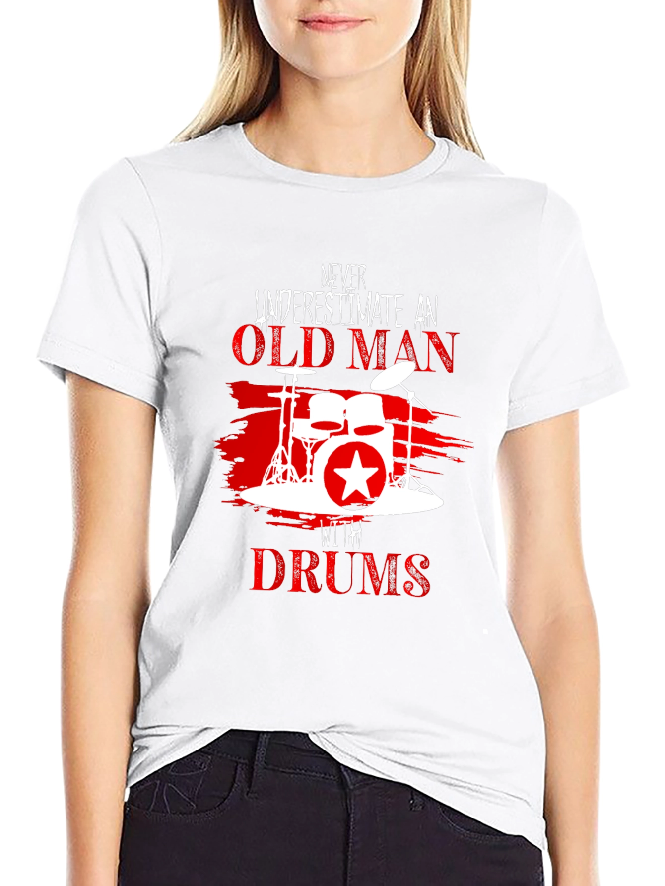 Never Underestimate Old Man with Drums T-Shirt