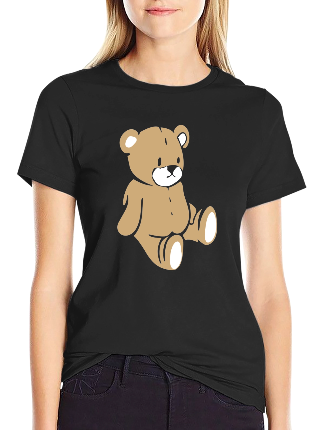 Teddy Bear Graphic Black Tee