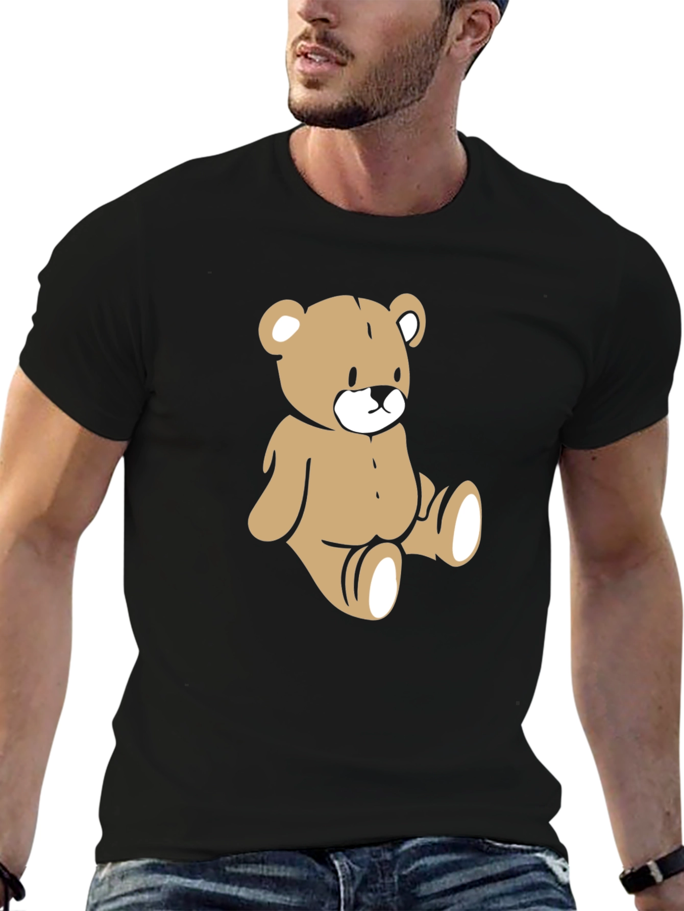 Teddy Bear Graphic Black Tee