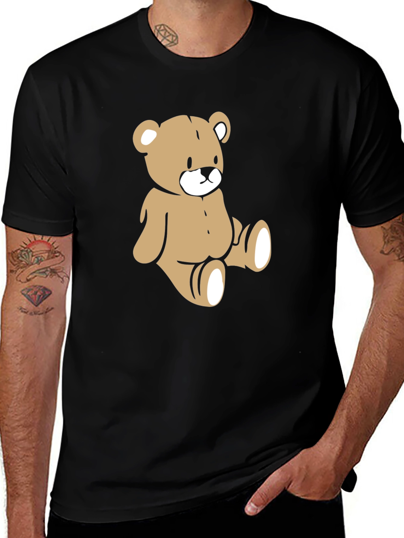 Teddy Bear Graphic Black Tee