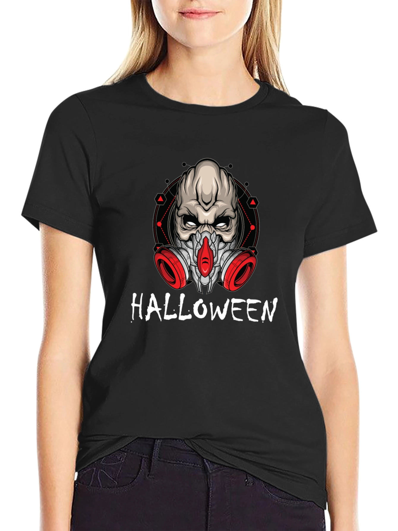 Halloween Skull Mask Graphic T-Shirt