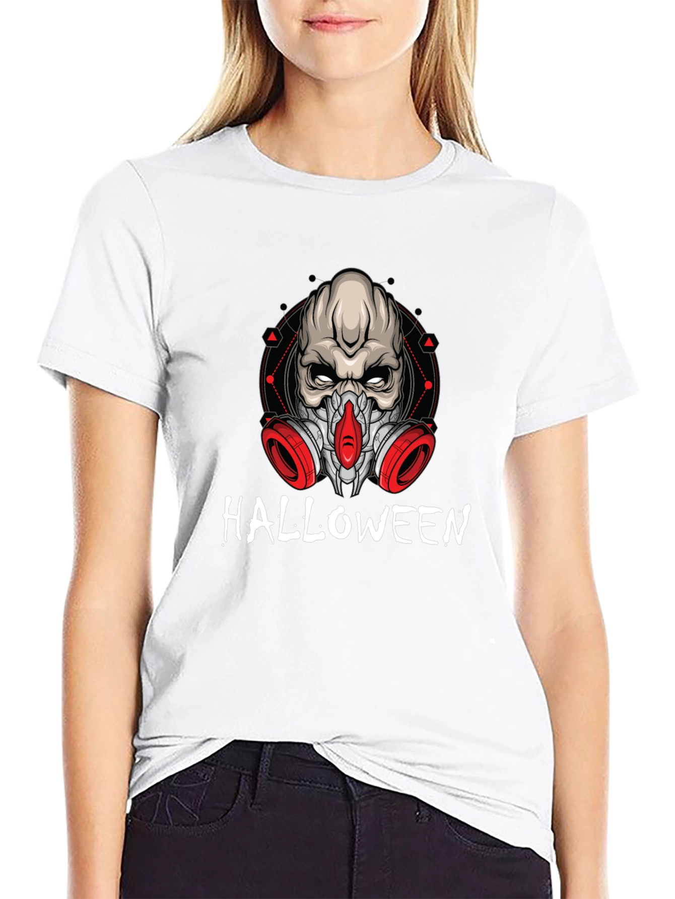 Halloween Skull Mask Graphic T-Shirt