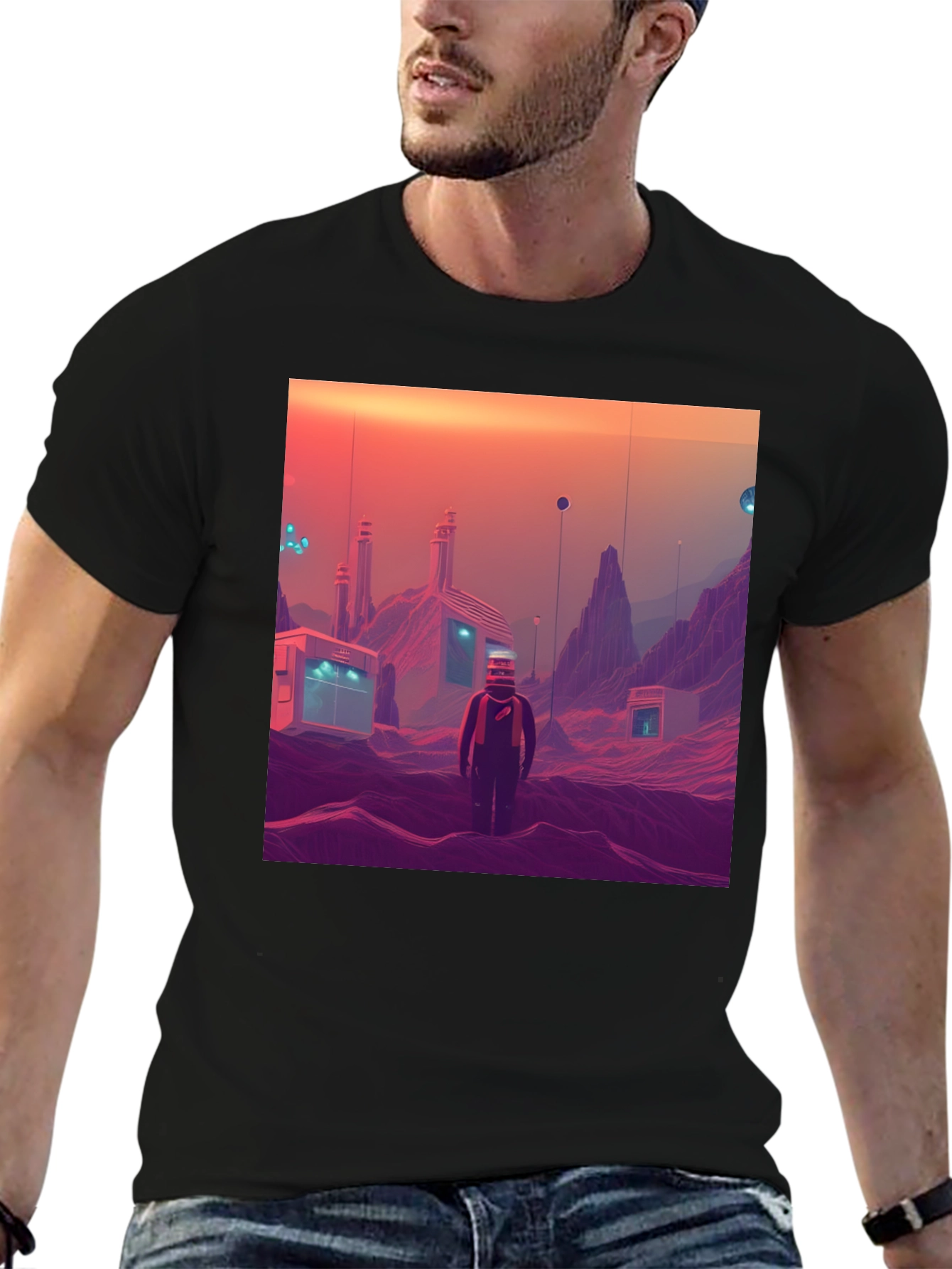 Retro Sci-Fi T-Shirt - Martian Landscape