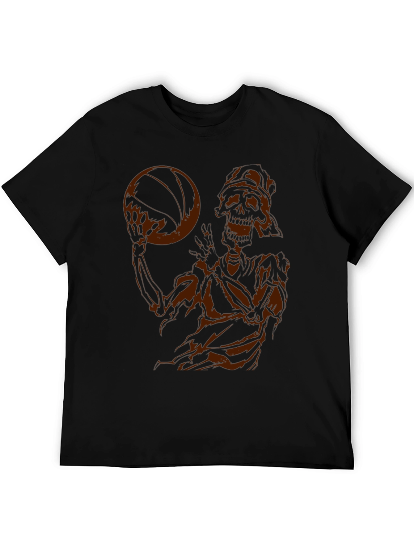 Skeleton Basketball Graphic Tee - Dark Humor Style