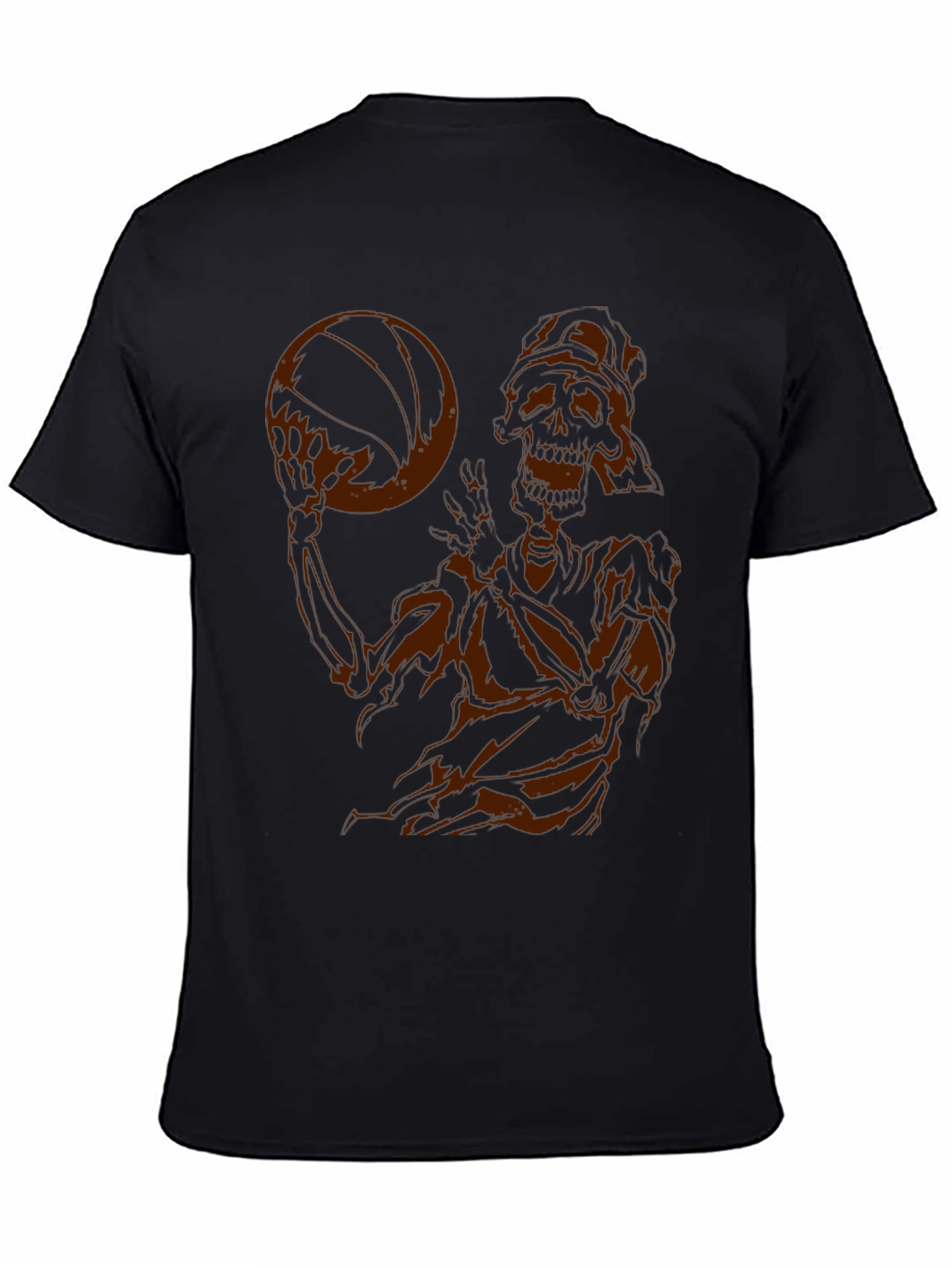 Skeleton Basketball Graphic Tee - Dark Humor Style