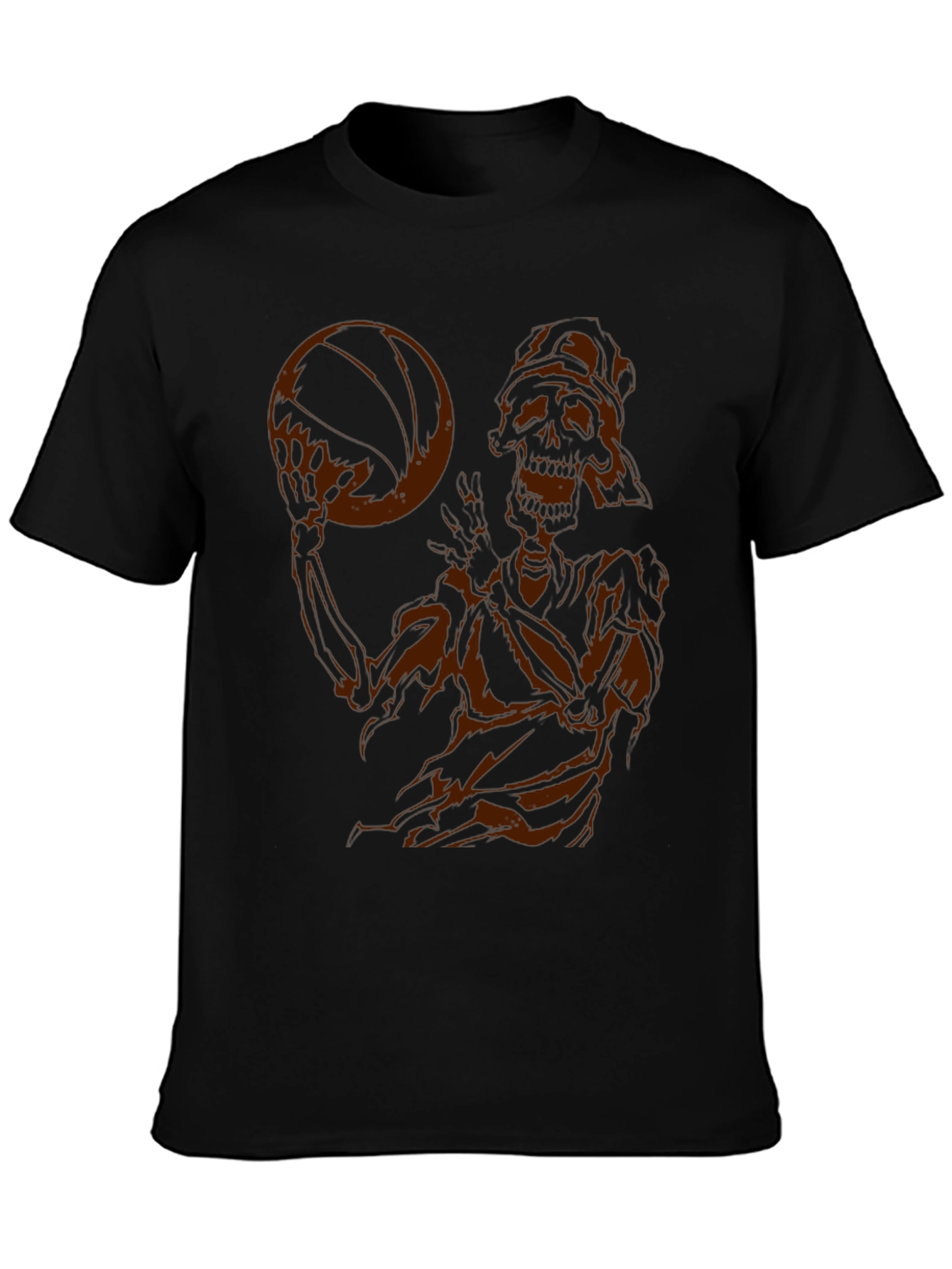 Skeleton Basketball Graphic Tee - Dark Humor Style