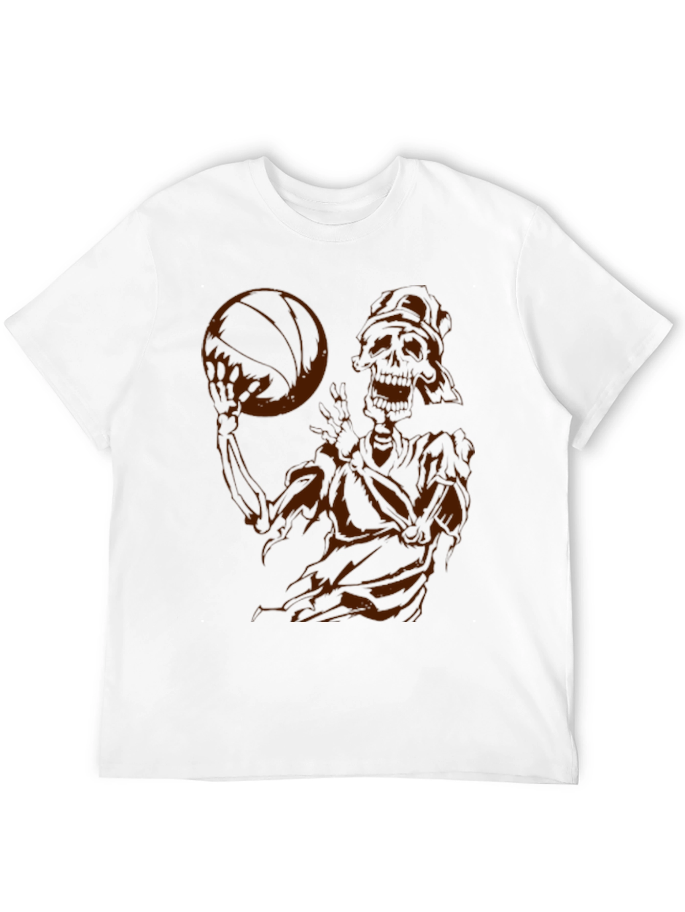 Skeleton Basketball Graphic Tee - Dark Humor Style