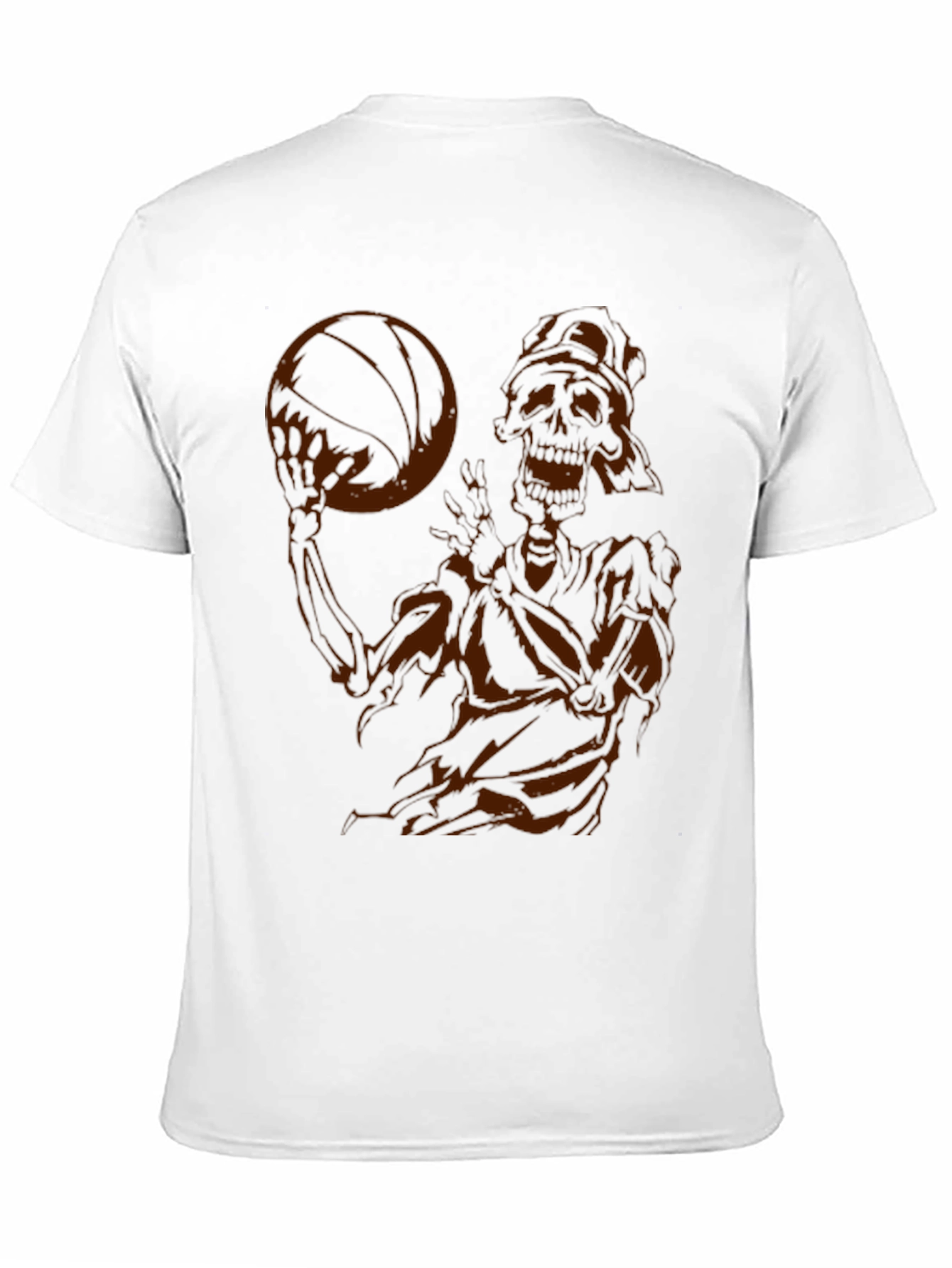 Skeleton Basketball Graphic Tee - Dark Humor Style