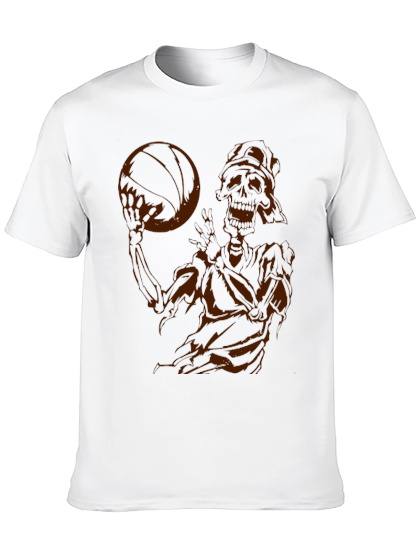 Skeleton Basketball Graphic Tee - Dark Humor Style
