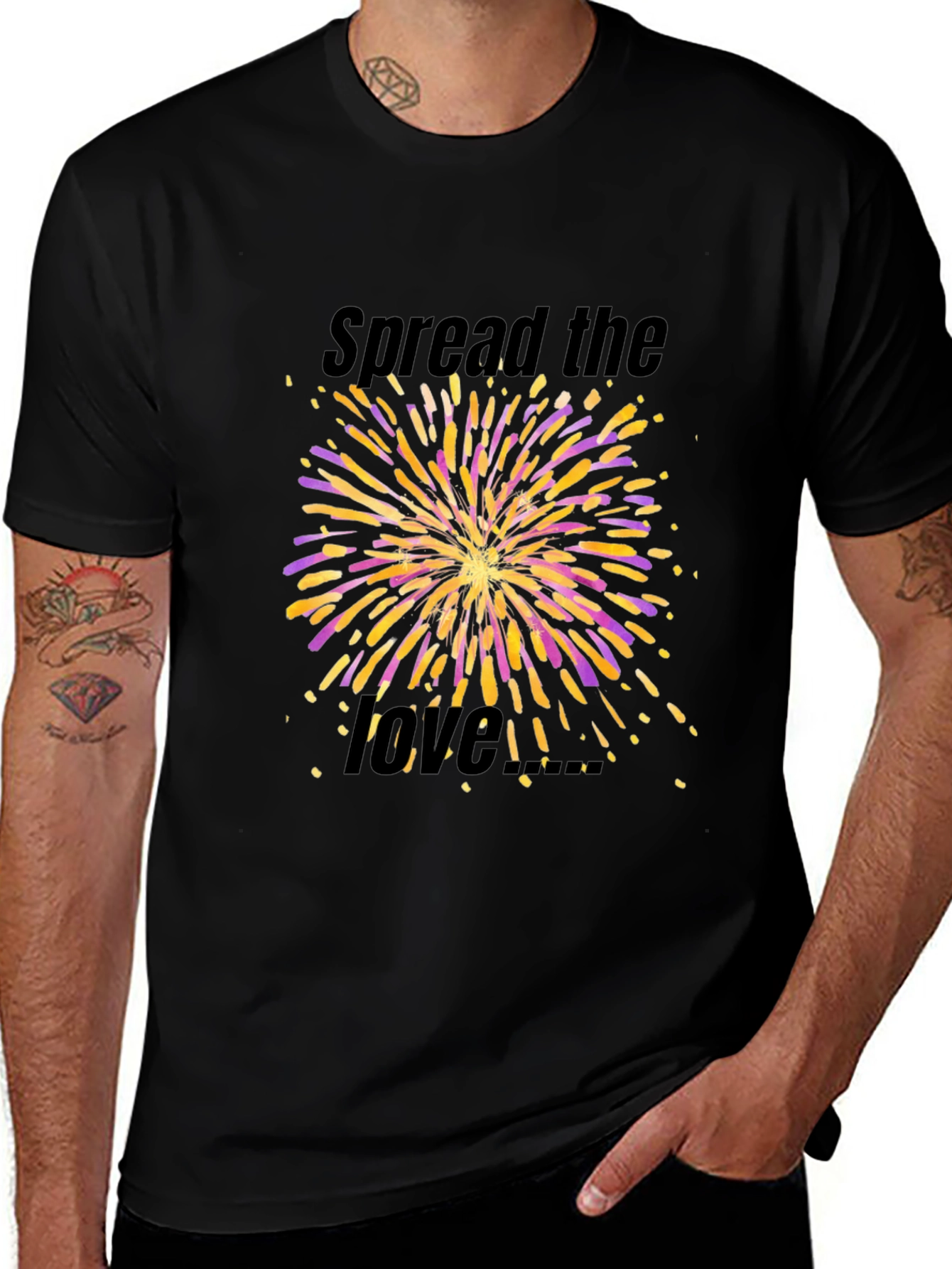 Spread the Love Fireworks Graphic Black T-Shirt