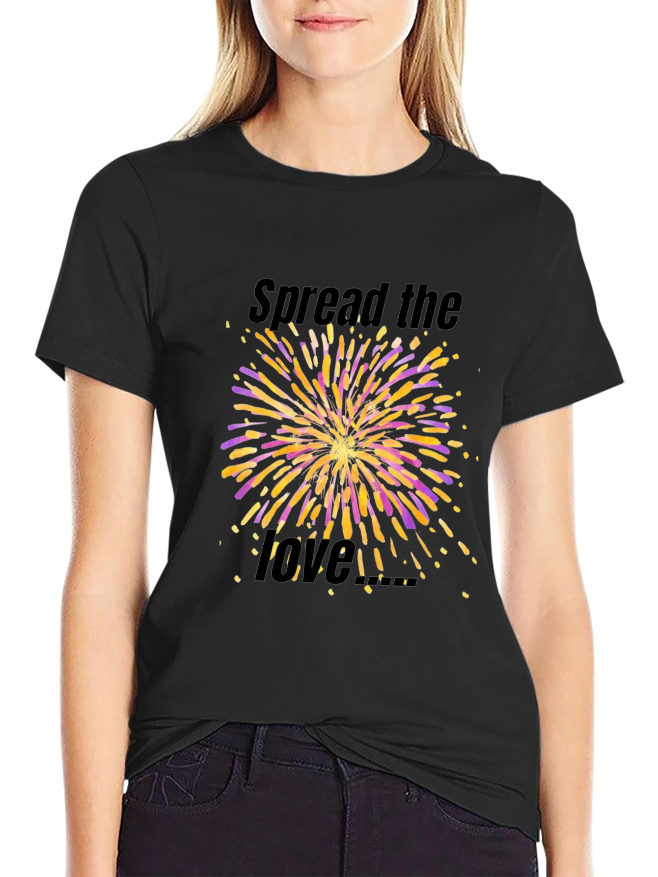 Spread the Love Fireworks Graphic Black T-Shirt