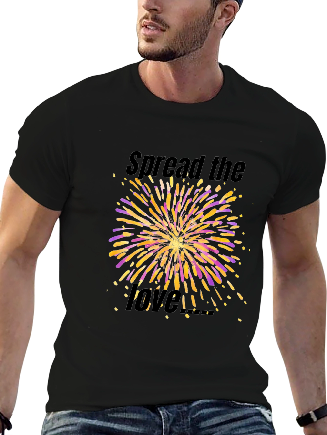 Spread the Love Fireworks Graphic Black T-Shirt