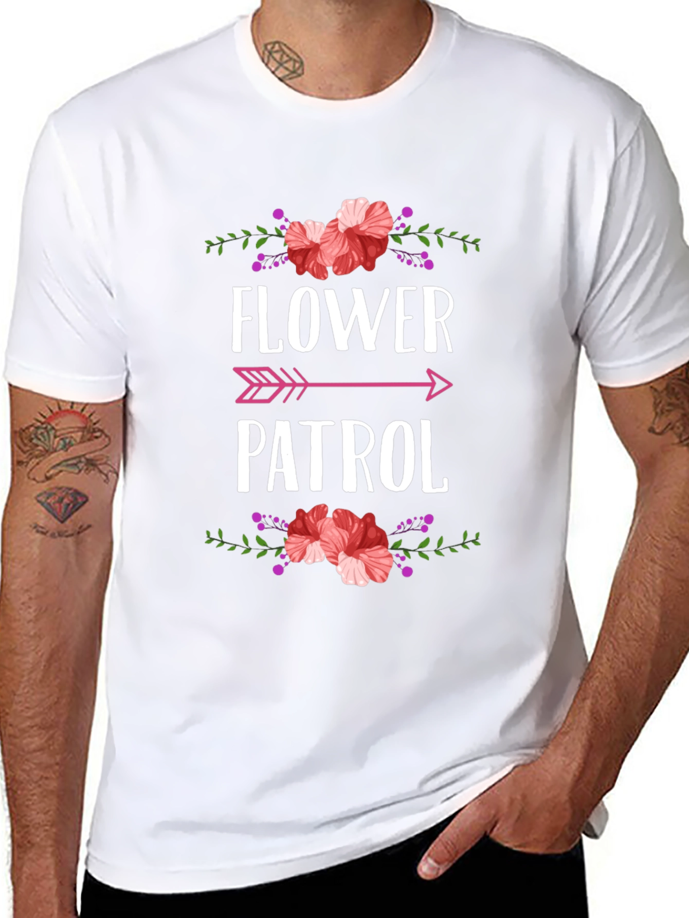 Flower Patrol Graphic Tee - Trendy Floral Design