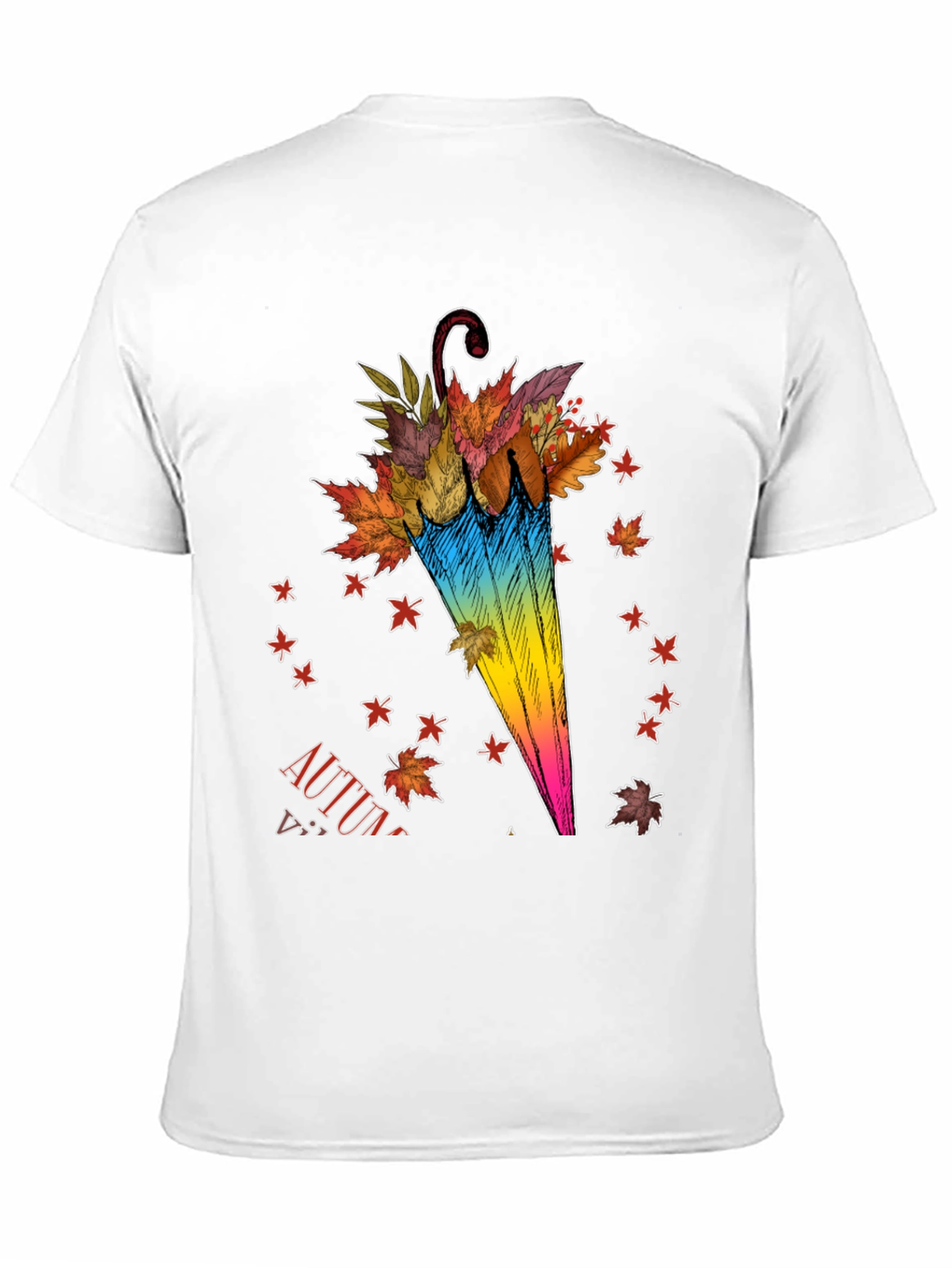 Autumn Umbrella T-Shirt - Fall Leaves Design