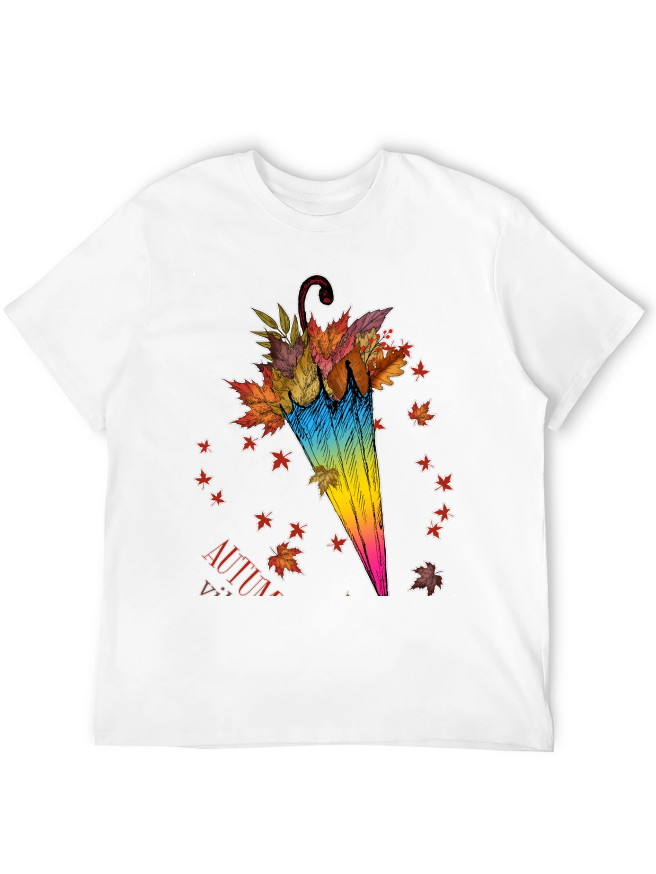 Autumn Umbrella T-Shirt - Fall Leaves Design