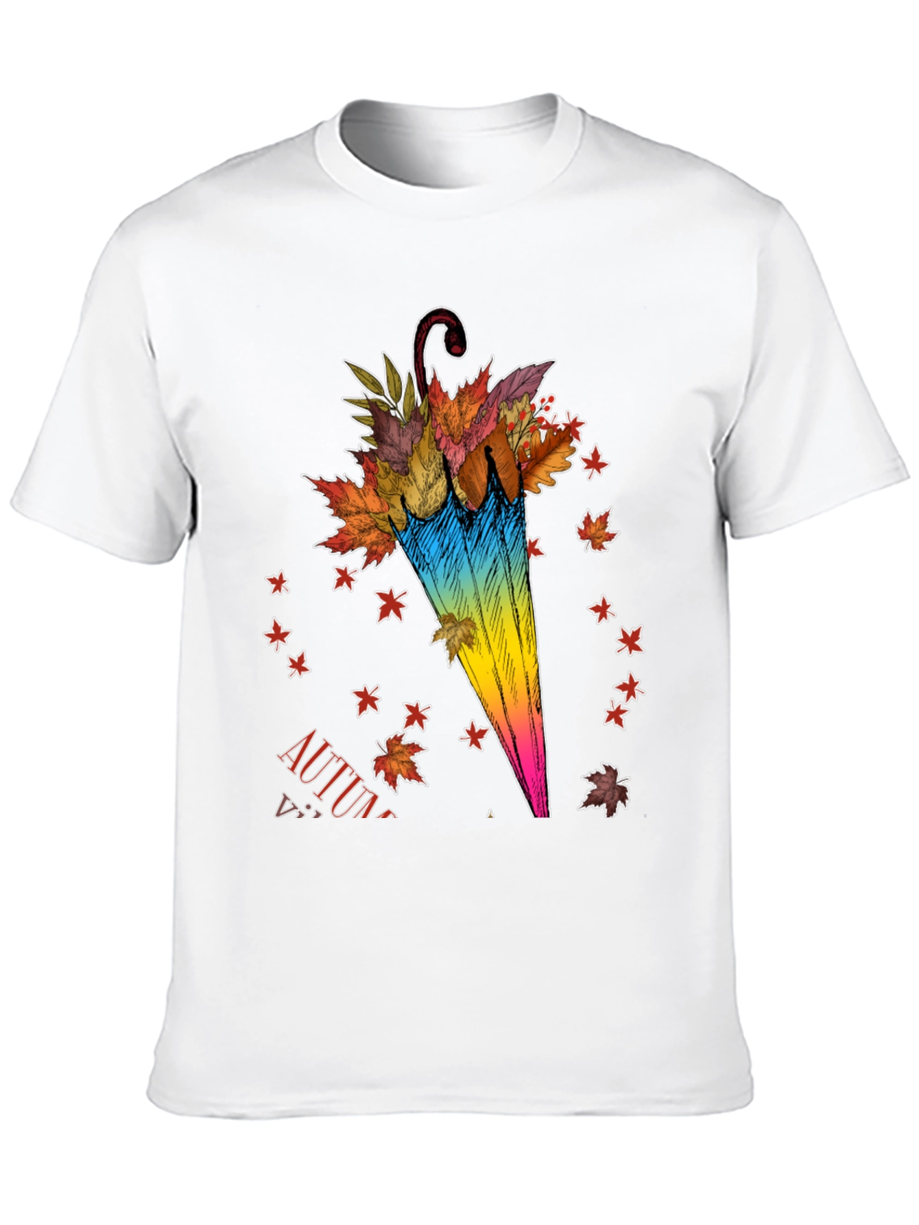 Autumn Umbrella T-Shirt - Fall Leaves Design